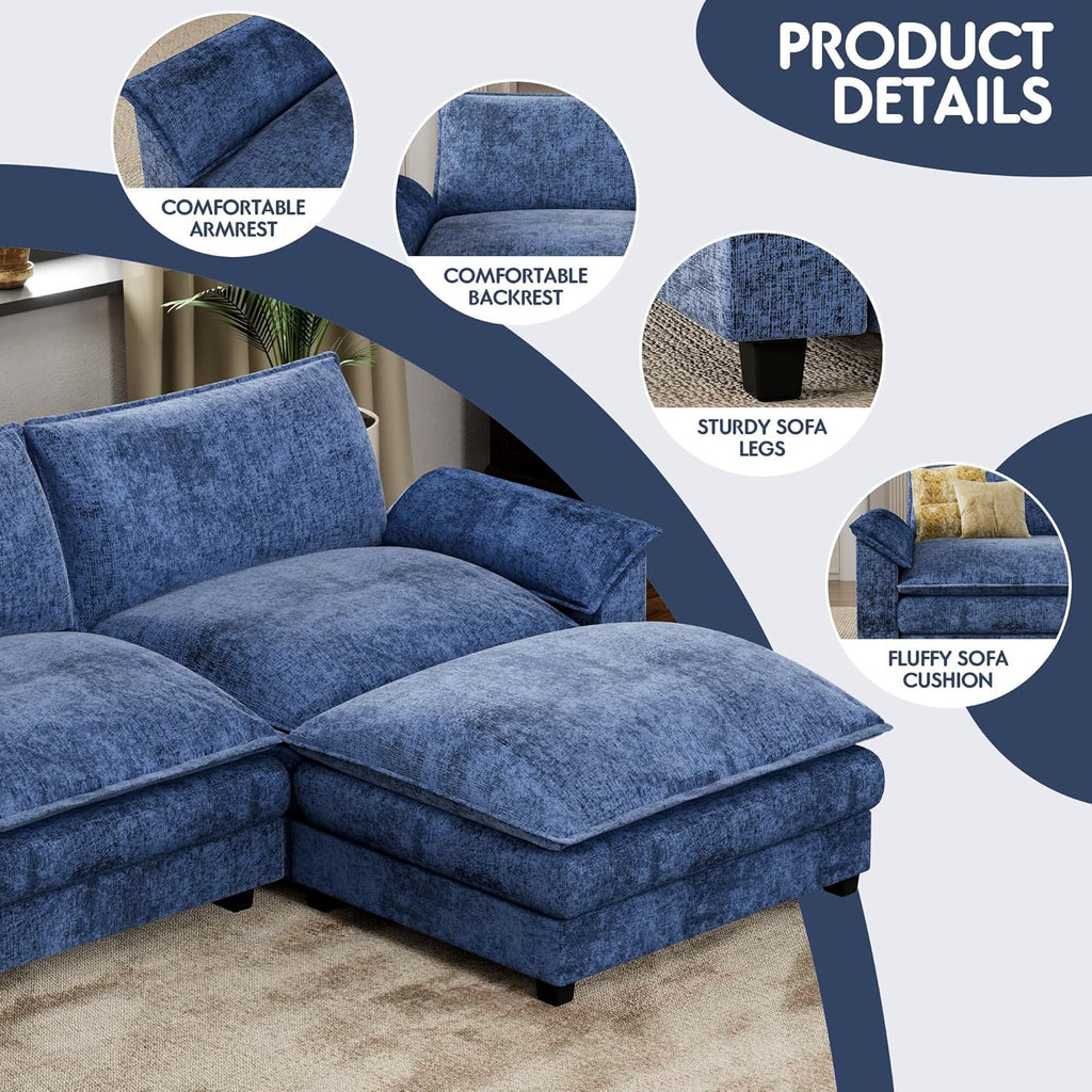 Homall 80" Modular Sectional Sofa, Loveseat Sofa Couch with Double-Layer Cushion, DIY Combination Chenille Deep 2-Seat Cloud Couch for Living Room, Apartment (Bright Grey, Loveseat Sofa)