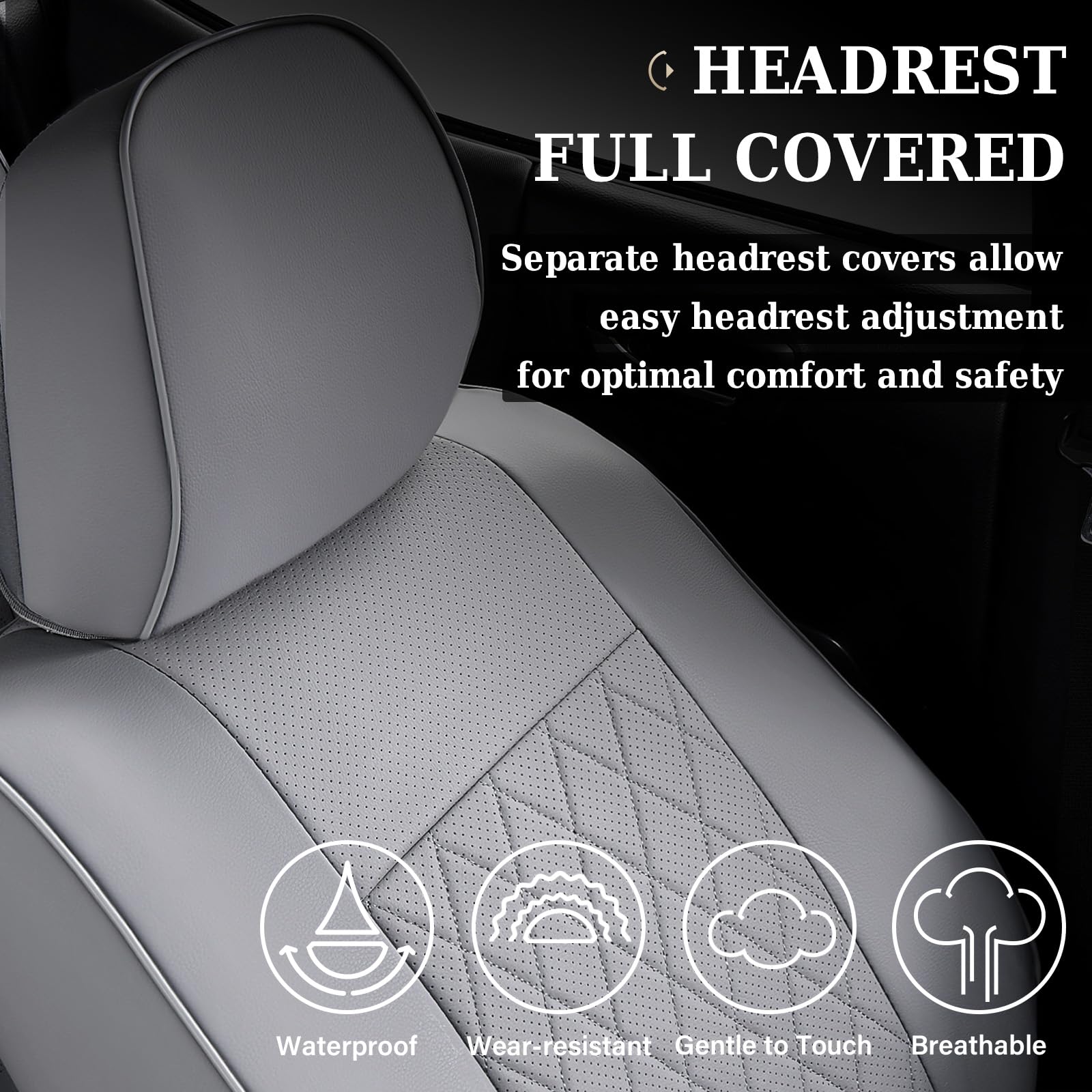 Coverado Tacoma Seat Covers, Car Seat Covers Front Seats, Leather Seat Covers for Cars Car Seat Protector Cushion Tacoma Accessories Custom Fit 2005-2023 Toyota Tacoma Double/Crew Cab(Black)