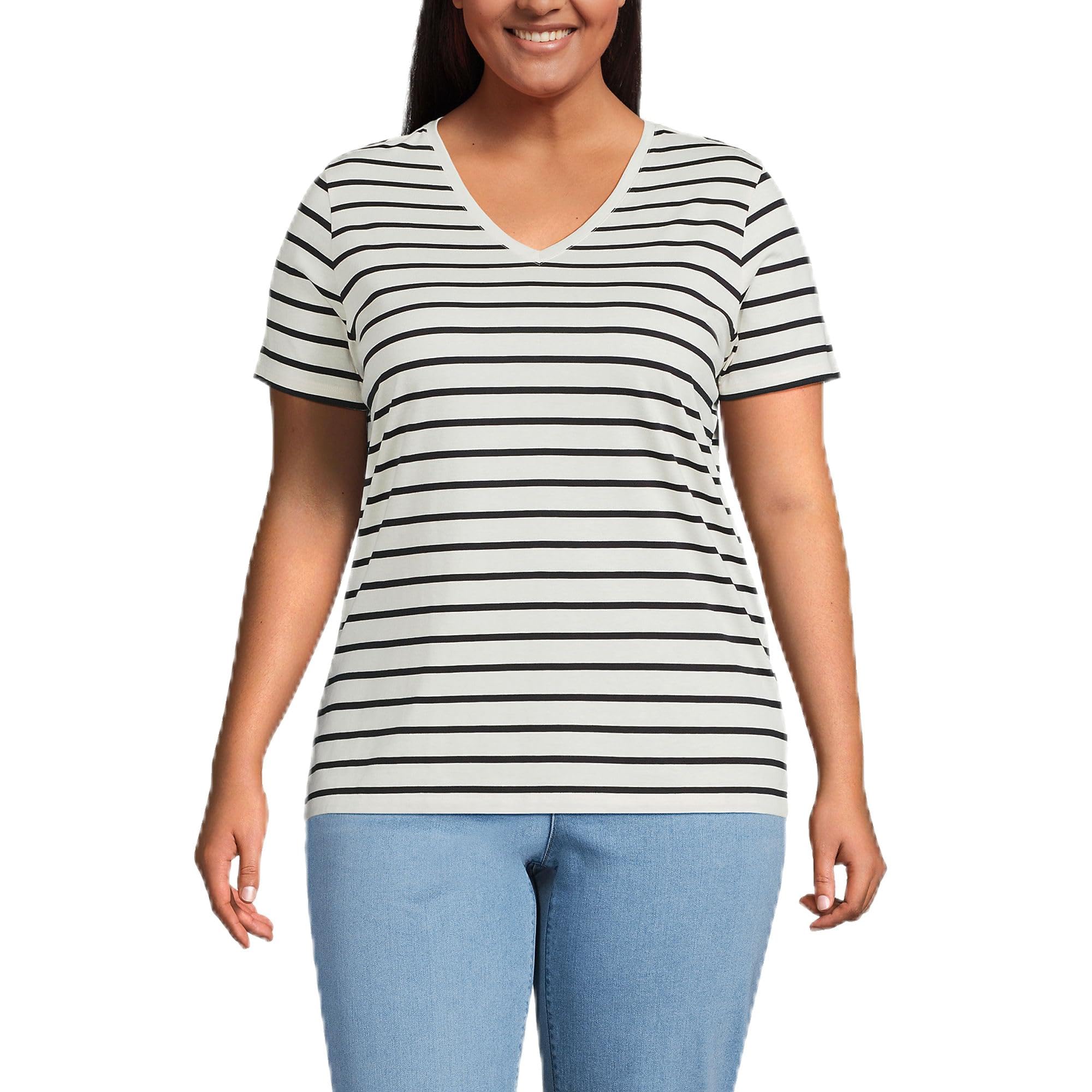 Lands' End Women's Relaxed American-Grown Supima Cotton V-Neck T-Shirt