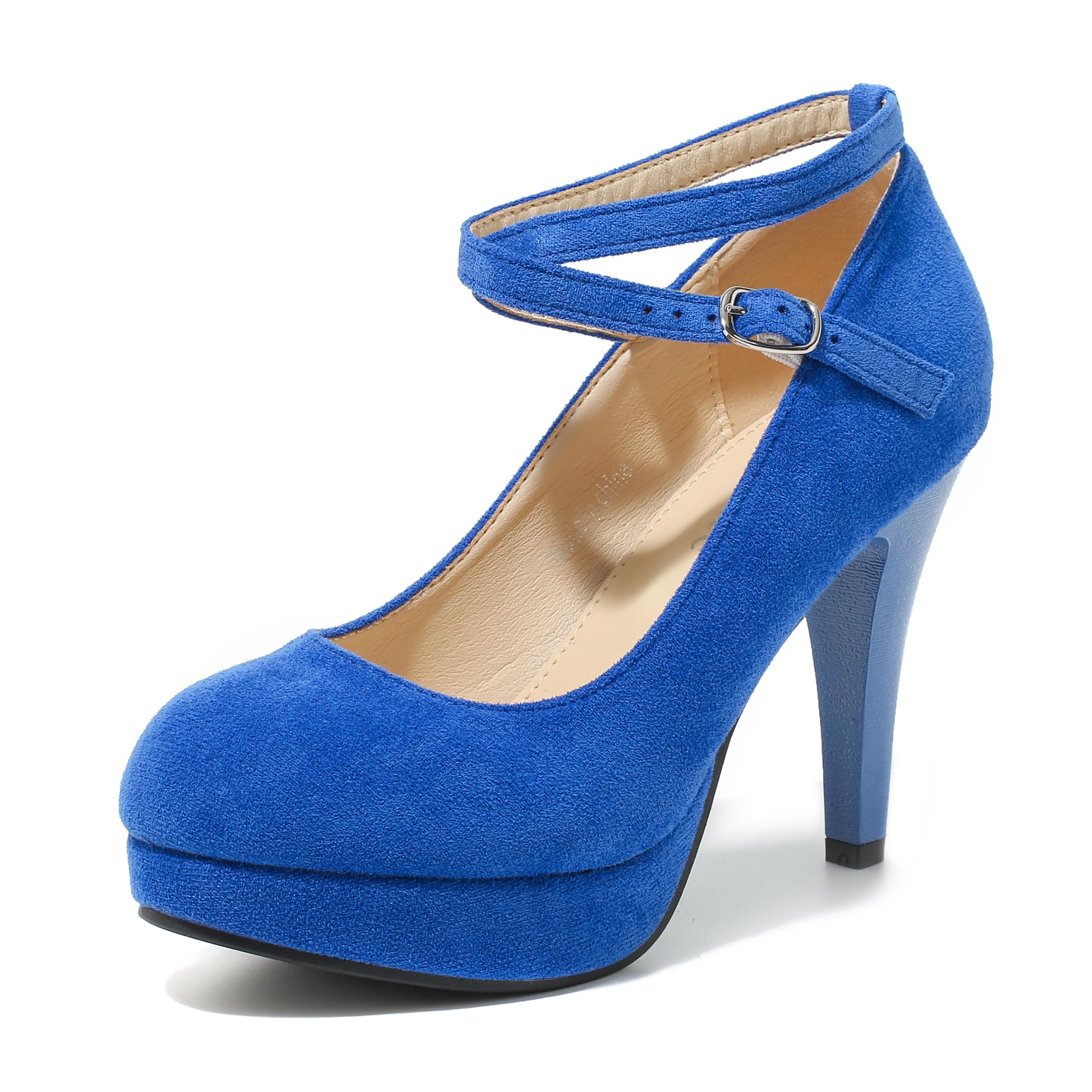 fereshte Women's Platform Pumps, Ankle Strap, High Heel, Closed Toe, Party Wedding Dress Shoes