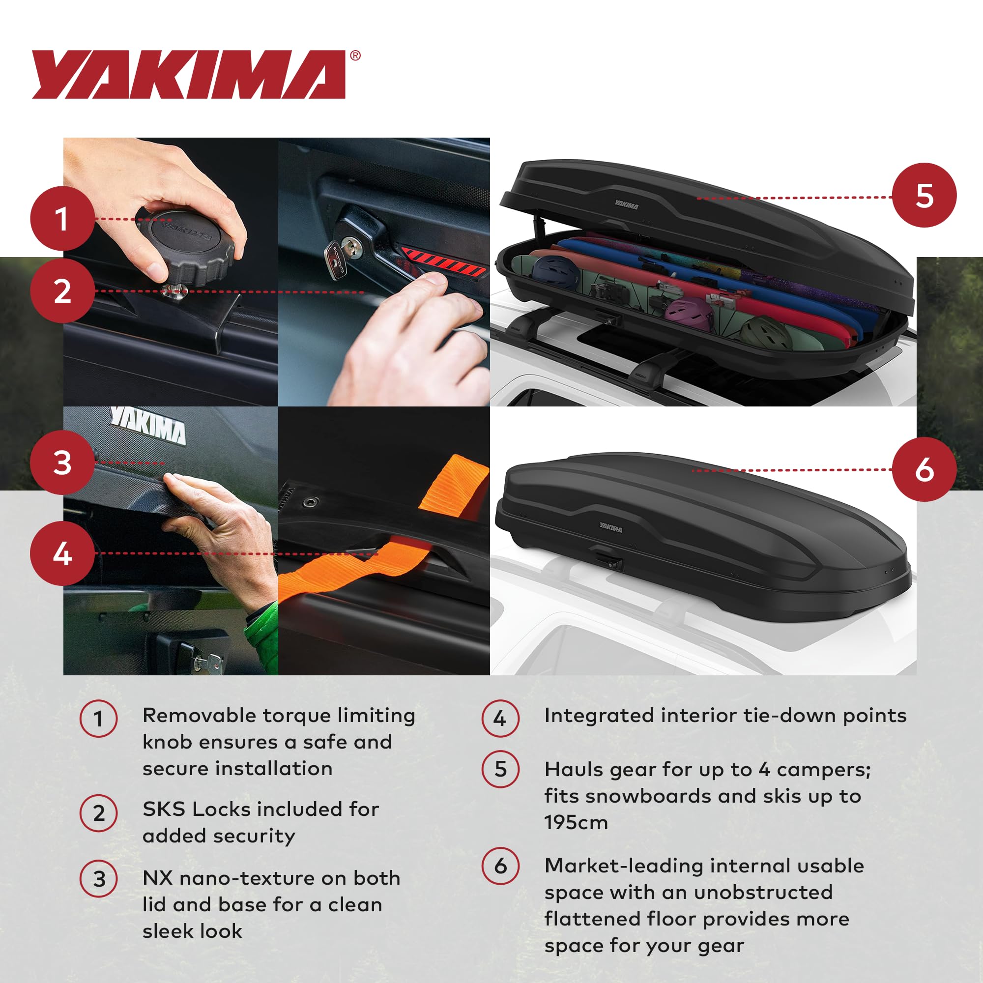 Yakima SkyBox NX 16 LG Rooftop Cargo Carrier, Hard Top Shell Box with SKS Lock, Fits Streamline Crossbars, 16 Cubic Feet, Black - Car and SUV Roof Storage for Luggage and Travel Accessories