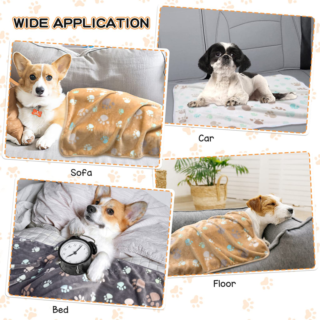 Rezutan 1 Pack 3 Dog Blanket for Large Dogs,41x31 inch for Medium Soft Fluffy Washable Pet Cat Blankets,Reversible Elephant & Paw Print for Dog Kennels & Beds, Sofas, Blue