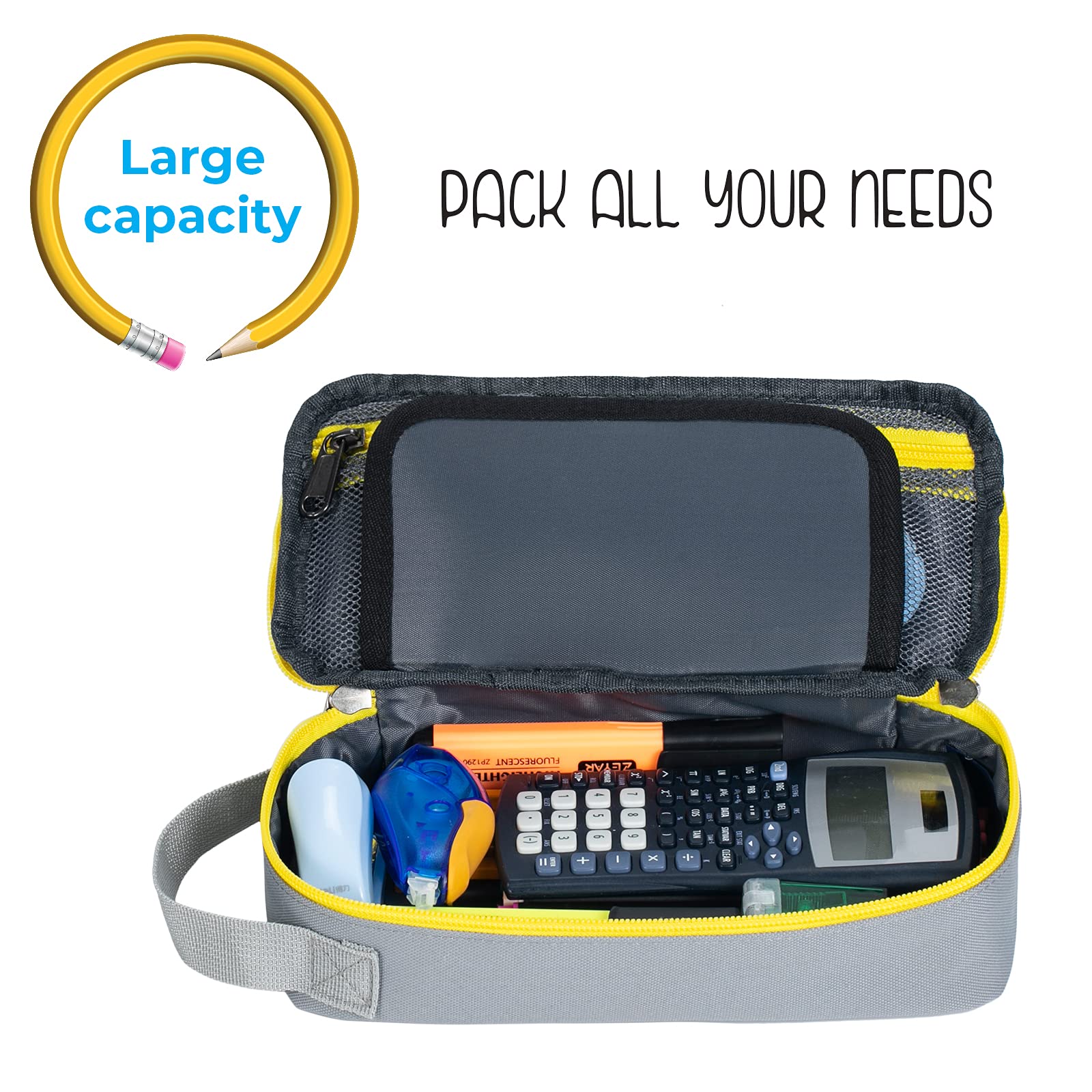 ECHSRT Large Pencil Case, Aesthetic Pen Pouch with Big Capacity, Minimalist Portable Stationery Bag with Handle for Office Organizer Aesthetic Pencil Cases