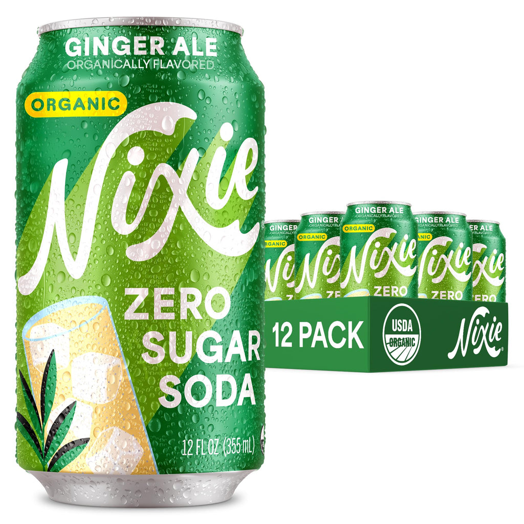 Nixie Organic Zero Sugar Soda, NEW Cherry Cola, Healthy Soda Pop, Non-GMO, 0 Sugar, 0 Calories, 40mg Caffeine, 12oz Cans (12 Pack)