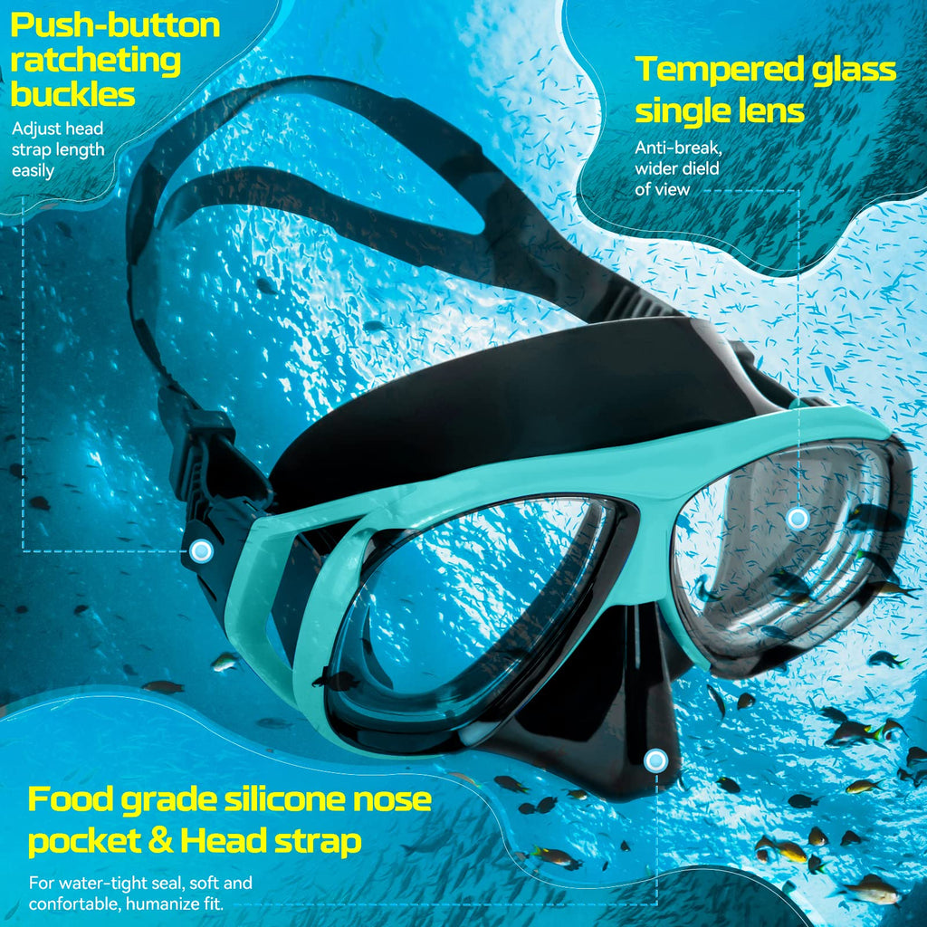 Nearsighted Snorkel Gear, Nearsighted Dry Snorkel Mask Set for Adult Youth, Nearsighted Anti Fog Diving Mask with Detachable Camera Mount & Adjustable Strap for Scuba Diving, Snorkeling, Freediving