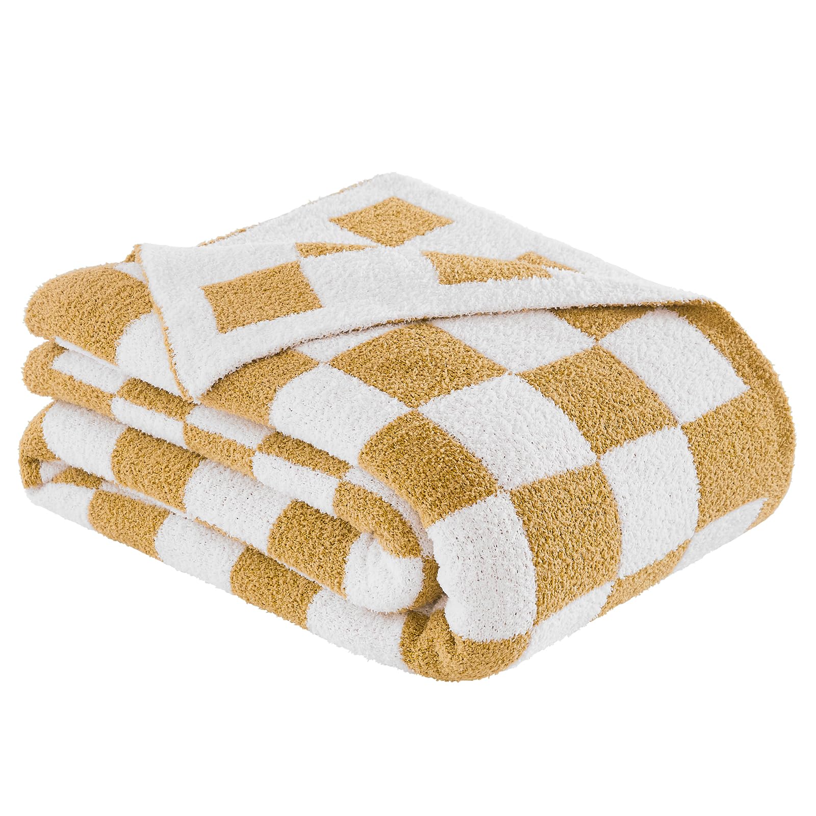 Checkered Throw Blanket, Black Soft Cozy Fluffy Knitted Throw Blankets for Couch, Sofa, Bed, Chair, Warm Fuzzy Travel Picnic Lightweight Plaid Blanket, 50x70 inches