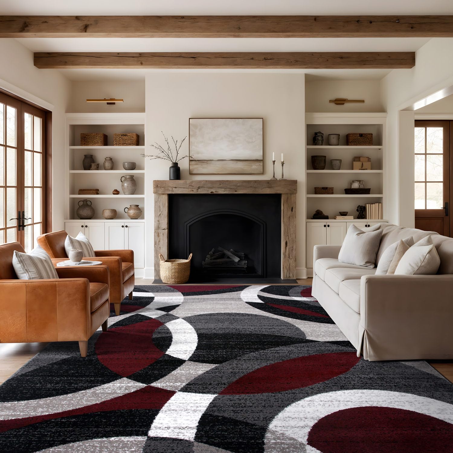 Rugshop Contemporary Modern Circles Abstract Area Rug 2' x 3' Blue