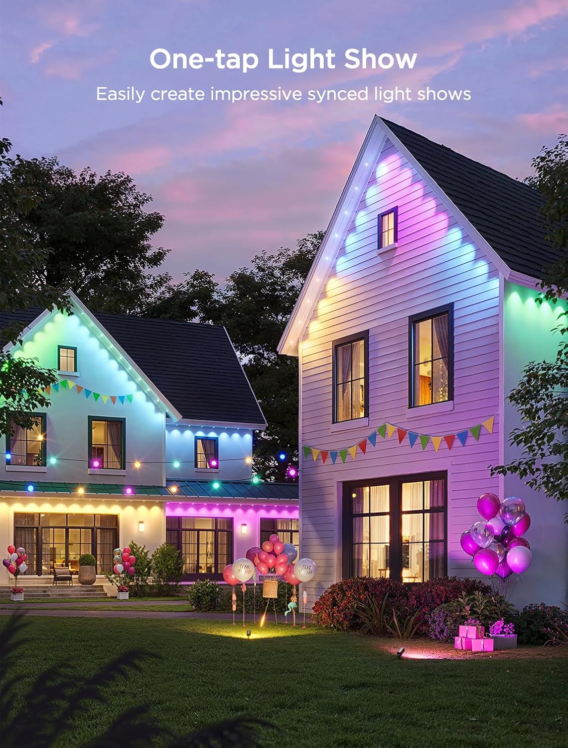 Govee Christmas Lights Set, 100ft Permanent Outdoor Lights, 96ft String Lights,4.9×6.6ft Curtain Light for Christmas Decorations, Works with Alexa, Google Assistant, IP65 Waterproof, Christmas Gifts