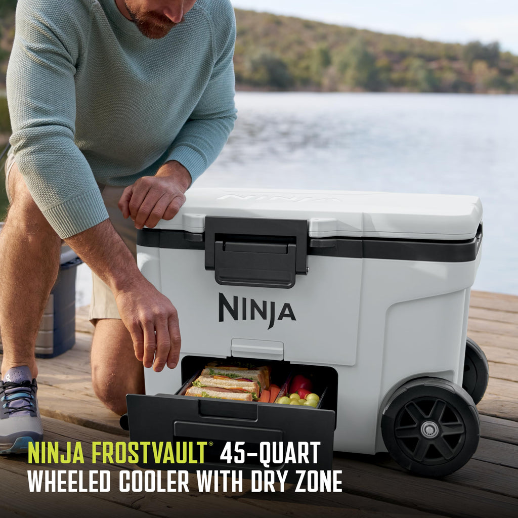 Ninja FrostVault | 65qt Wheeled Cooler with Cold Dry Zone | Integrated Fridge-Temp Dry Storage Drawer | Premium Heavy-Duty Insulated Cooler | Keeps Ice for Days | Charcoal Gray | FB265CG