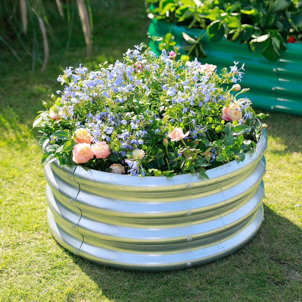 Land Guard Galvanized Raised Garden Bed Kit, Galvanized Planter Raised Garden Boxes Outdoor, Round Large Metal Raised Garden Beds for Vegetables ……