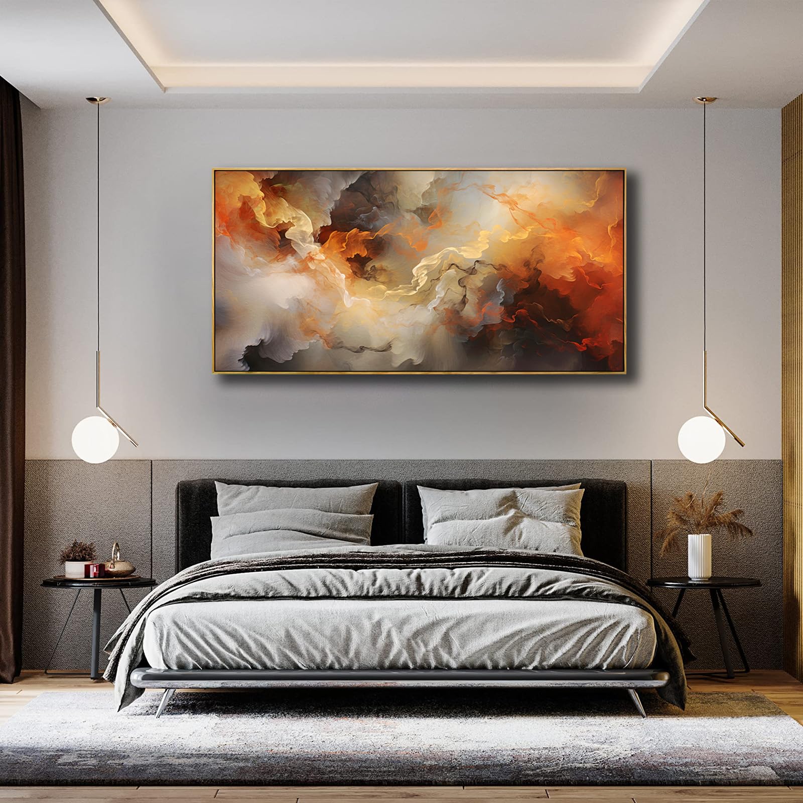 VHMING Abstract Wall Art Artwork Retro Trees Pictures Decor Canvas Painting Framed Ready to Hang Living Room Bedroom and Office Wall Decor 20x40 Inch