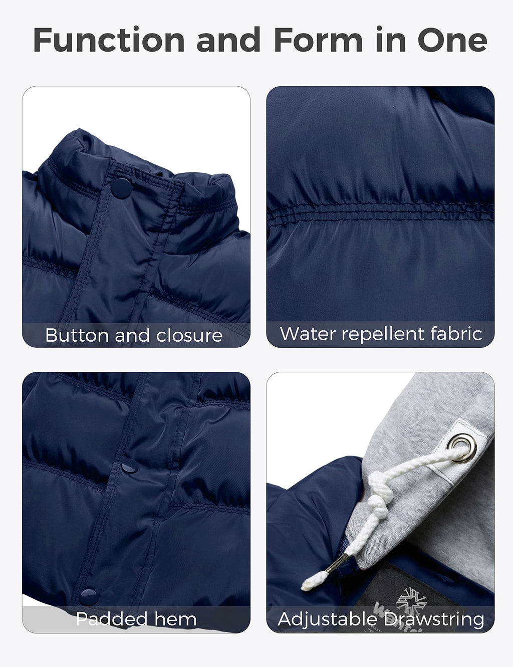 Wantdo Women's Quilted Puffer Vest Thicken Warm Winter Coat with Removable Hood