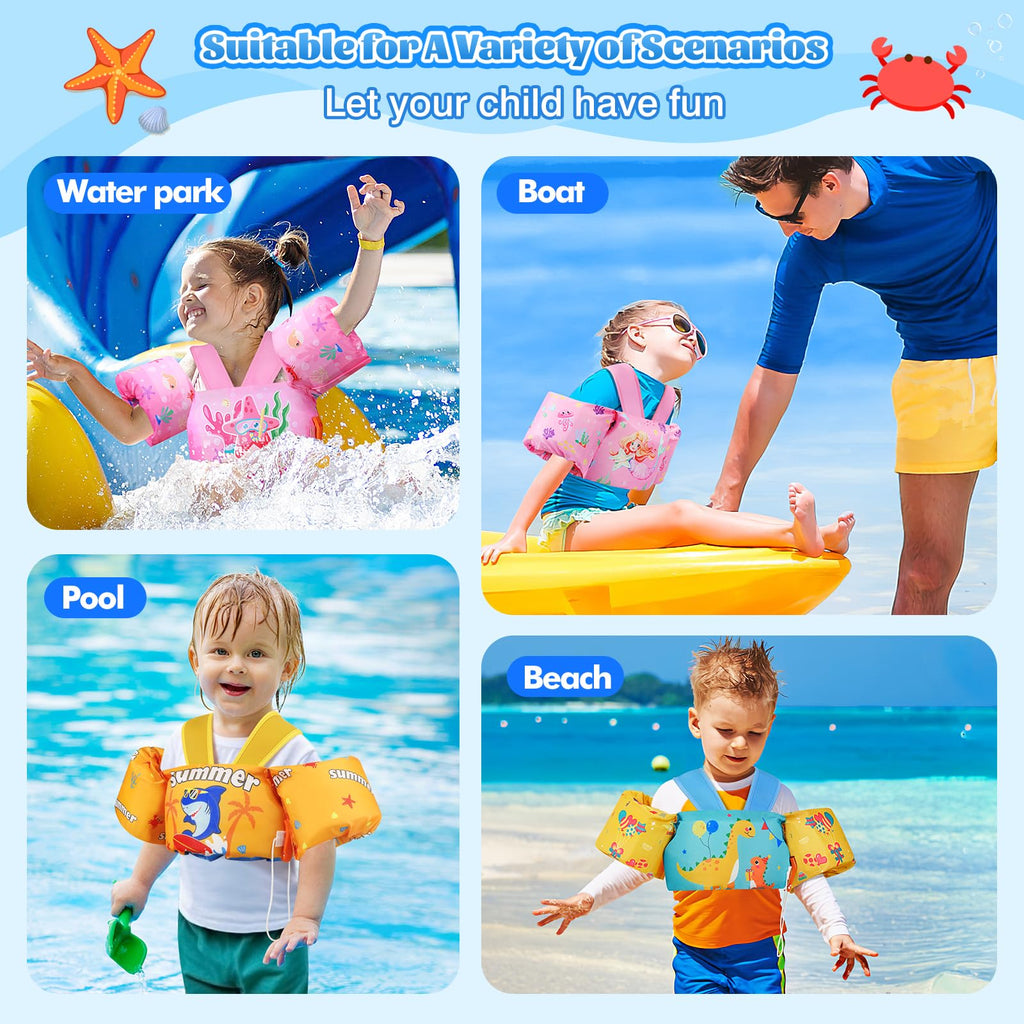 Moko Swim Arm Band for Kids 20-30-50 lbs, Cute Cartoon Toddler Swim Vest, Swimming Water Wings Pool Floaties Sleeve for Children Learn to Swim