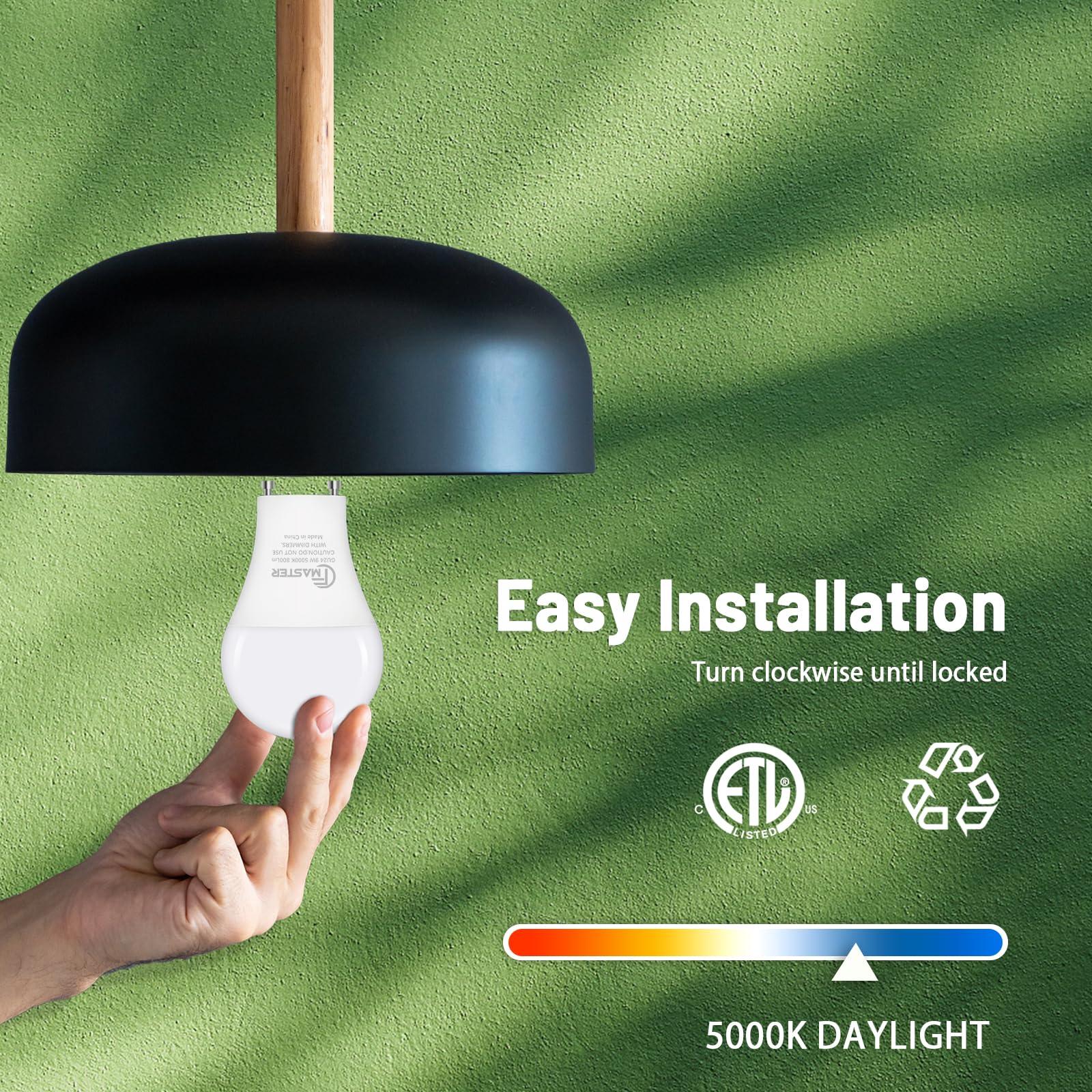 GU24 LED Llight Bulb, 3000K Warm White, 9W(100W Equivalent), 800 Lumens, A19 Shape GU24 LED Bulbs, Twist and Lock GU24 Pin Base with Two Prongs, Non-Dimmable(4-Pack)