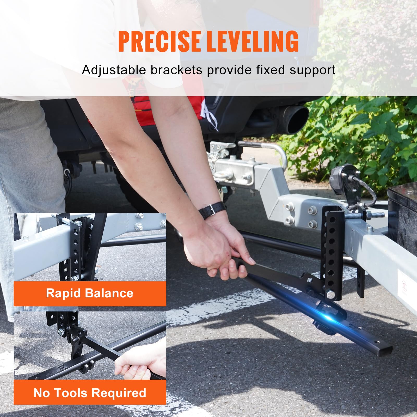 VEVOR Sway Control Weight Distribution Hitch, 1,500 lbs Capacity, Trailer Hitch Kit with 2-Inch Solid Steel Shank, 2-5/16 Inch Alloy Steel Ball, Powder-Coated Load Leveling, Black