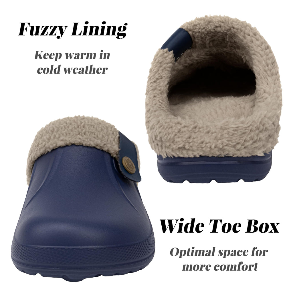 ChayChax Women and Men Fur Lined Clogs Memory Foam Warm Fuzzy Slippers Winter Waterproof Indoor Outdoor Slipper