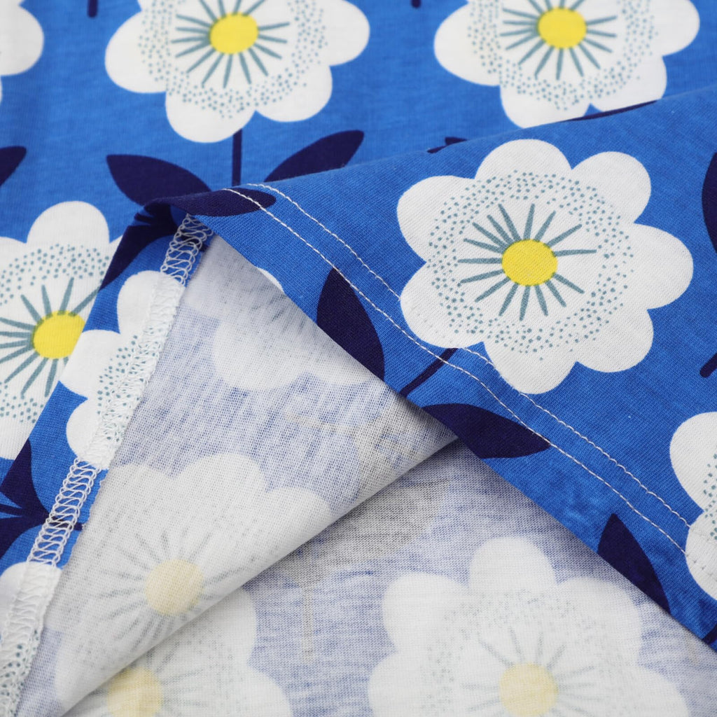 HILEELANG Little Girls Cotton Dress Sleeveless Casual Summer Sundress Flower Printed Jumper Skirt