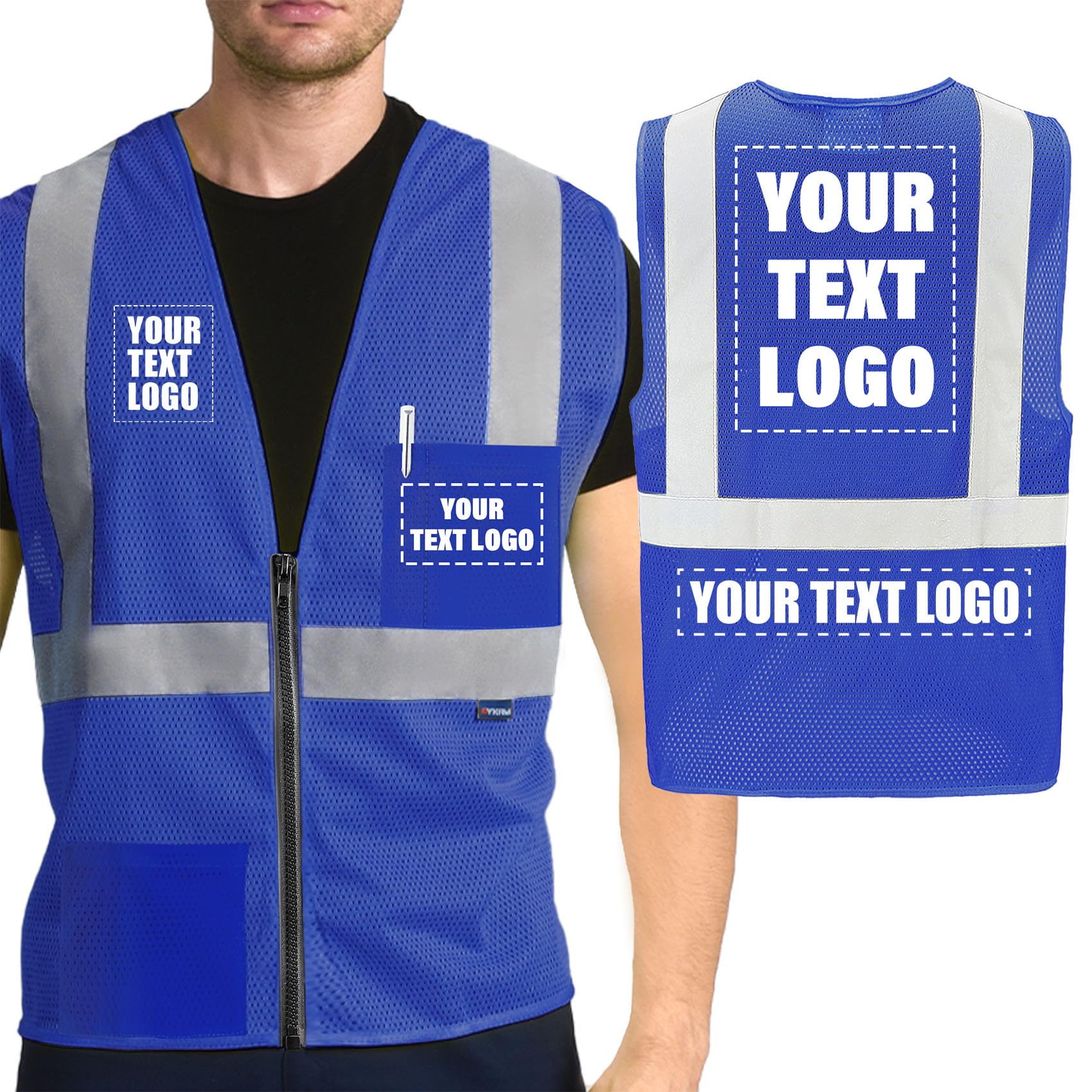 AYKRM 2 Pocket Mesh High Visibility Reflective Safety Vest for men & Women ANSI/ISEA 107 Standards