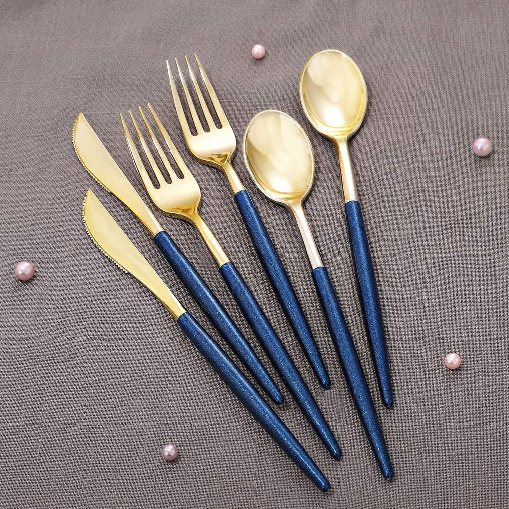 Supernal 102 Pcs Black and Gold Plastic Silverware Set,Heavy Duty Gold Disposable Cutlery for 34 Guests (34 Forks,34 Spoons,34 Knives),Elegant Plastic Flatware for Weddings,Parties & Upscale Events