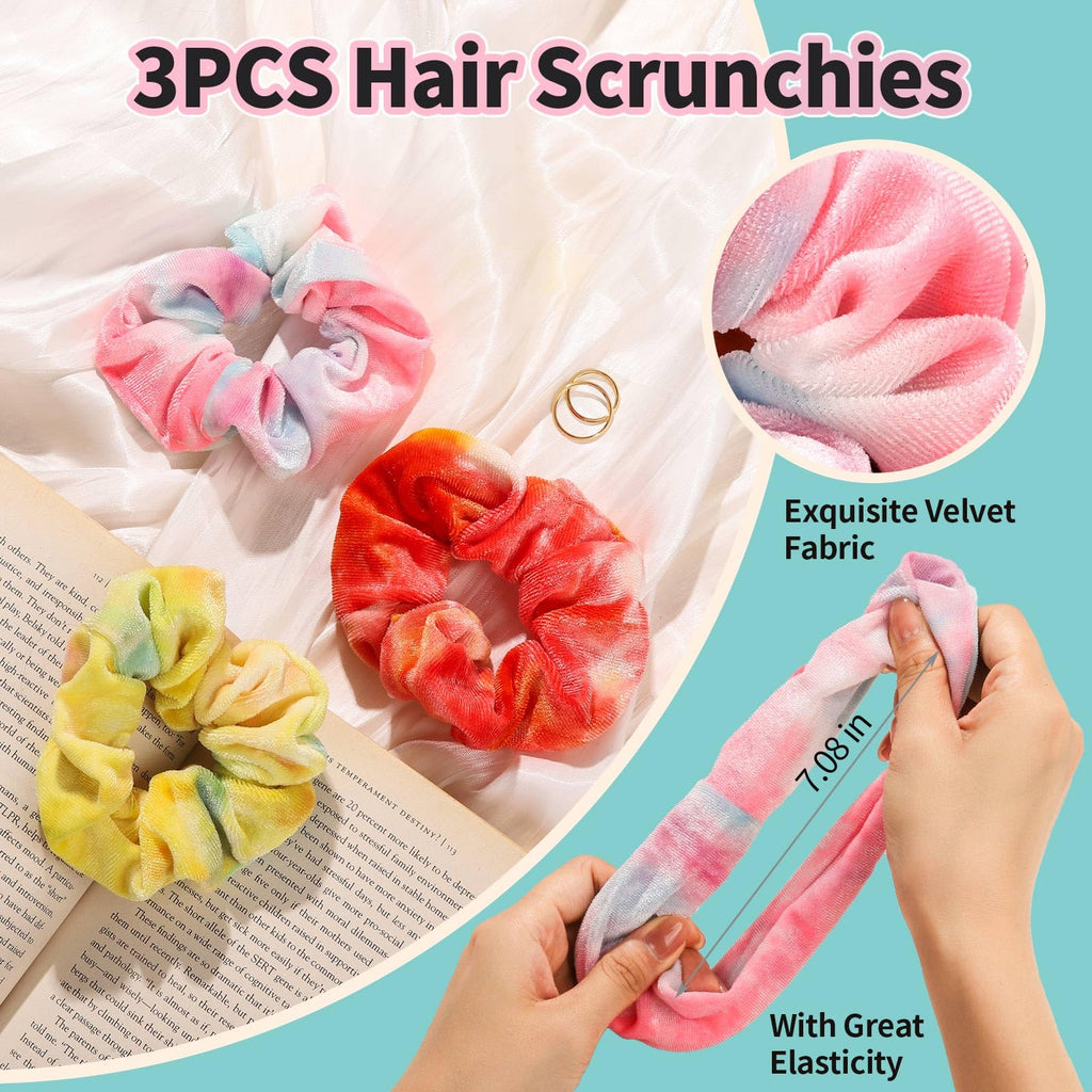LEOBRO Spa Headband, 6pcs Makeup Headbands and Hair Scrunchies, Bow Skin Care Headband for Washing Face for Teen Girls Women, Easter Basket Valentines Gifts for Girls, Black & White & Gray