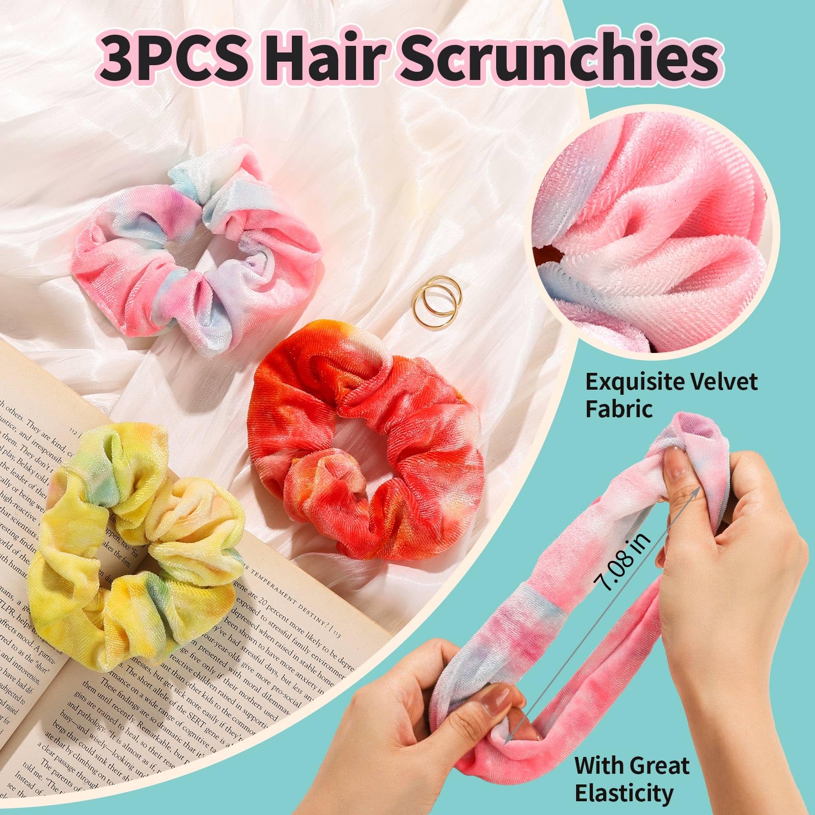 LEOBRO Spa Headband, 6pcs Makeup Headbands and Hair Scrunchies, Bow Skin Care Headband for Washing Face for Teen Girls Women, Easter Basket Valentines Gifts for Girls, Black & White & Gray