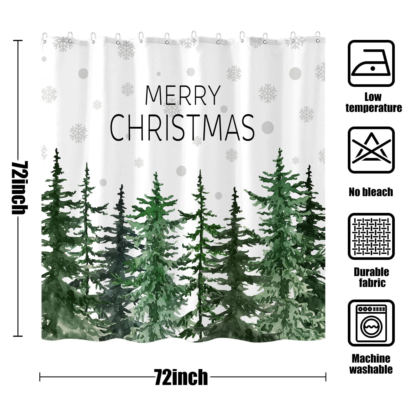 Stall Small Black and White Misty Forest Shower Curtain Ombre Gray Grey Mountain Pine Tree Waterproof Fabric Shower Curtains for Bathroom Nature Woodland Decorative Bath Curtain Decor 36×72 Inches