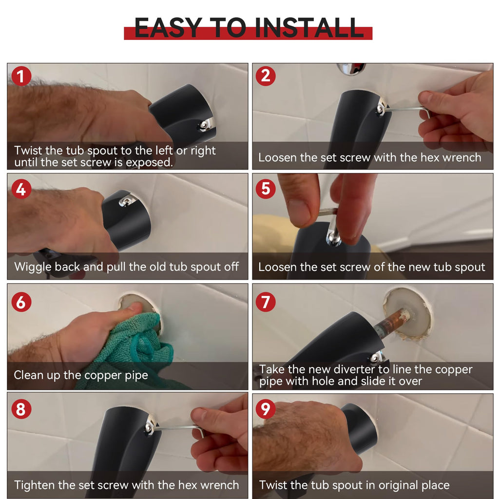 Enhon Slip on Tub Spout with Diverter, Compatible with American Standard 8888026.002 Tub Spout, Bathroom Bathtub Faucet, Fits 1/2 Copper Water Tube(5/8 Dia), 5/32 Hex Wrench(Brushed Nickel,1)