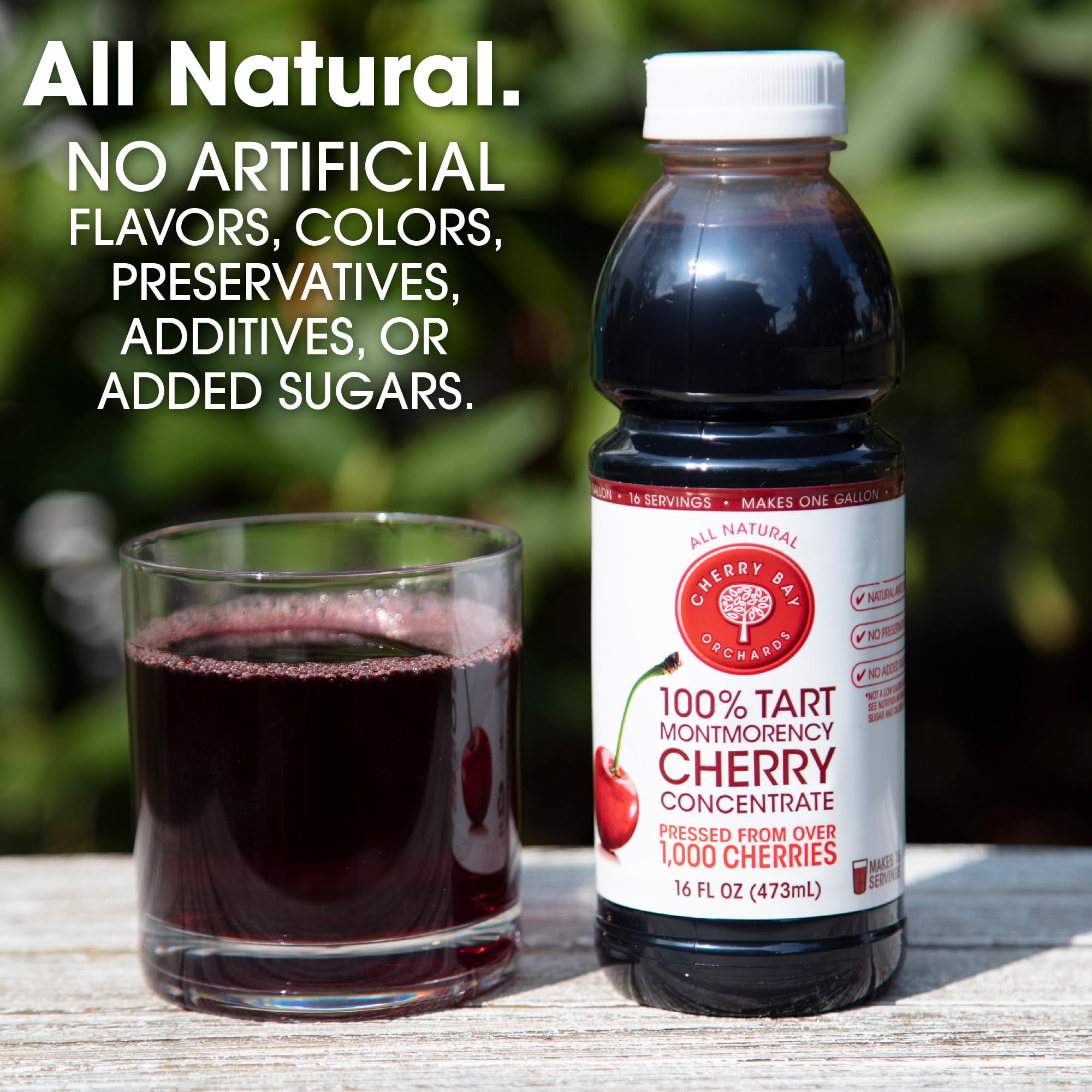 Cherry Bay Orchards Tart Cherry Concentrate - All Natural Juice to Promote Healthy Sleep, 16oz Bottle - Gluten Free, Natural Antioxidants, No Added Sugar or Preservatives