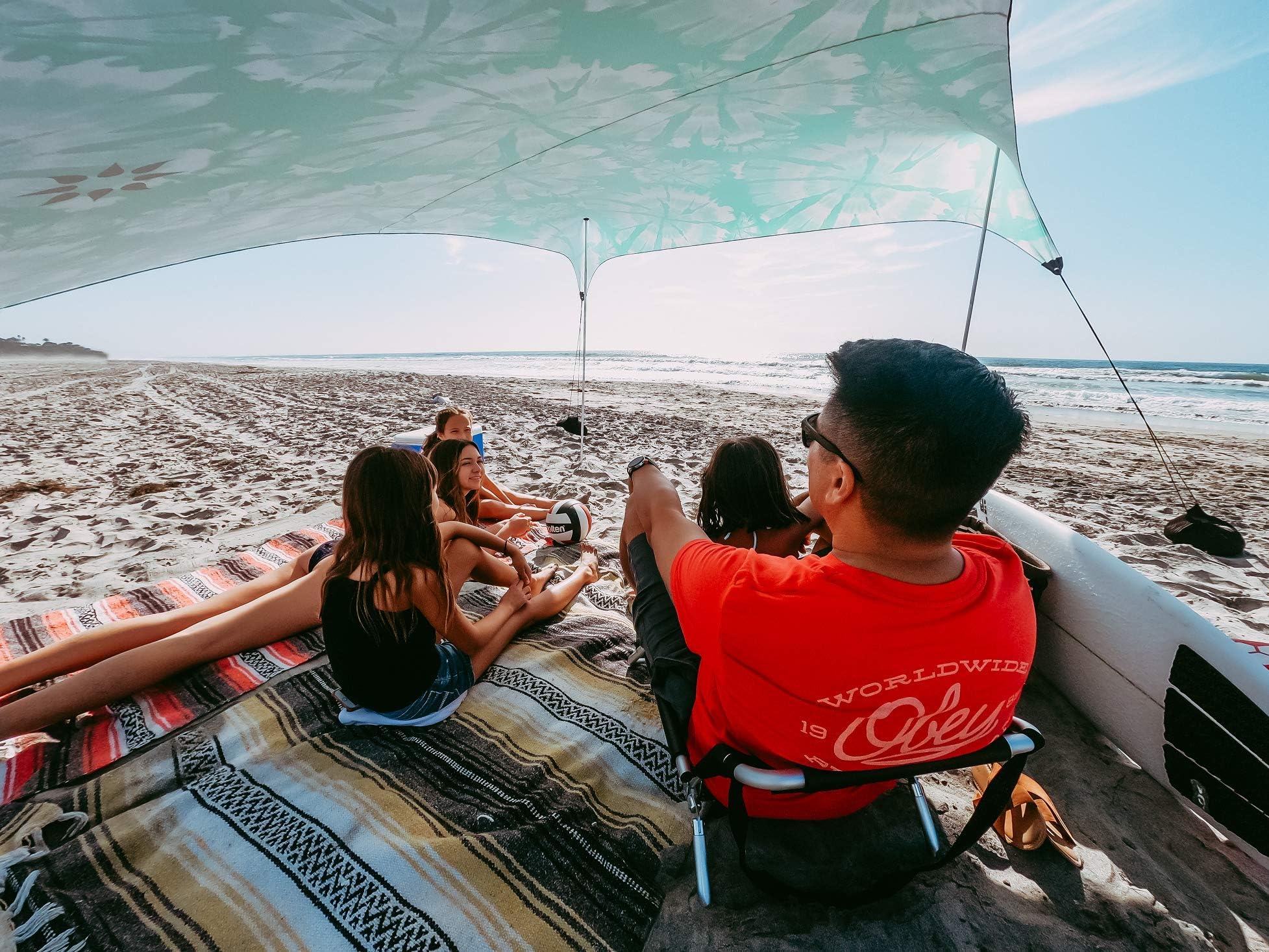 Neso Grande Portable Beach Tent Sun Shelter - Lightweight Beach Shade Canopy - Easy Setup for Family Outings - Patented Reinforced Corners - UPF 50+ Sun Protection - 7ft Tall, 9 x 9ft