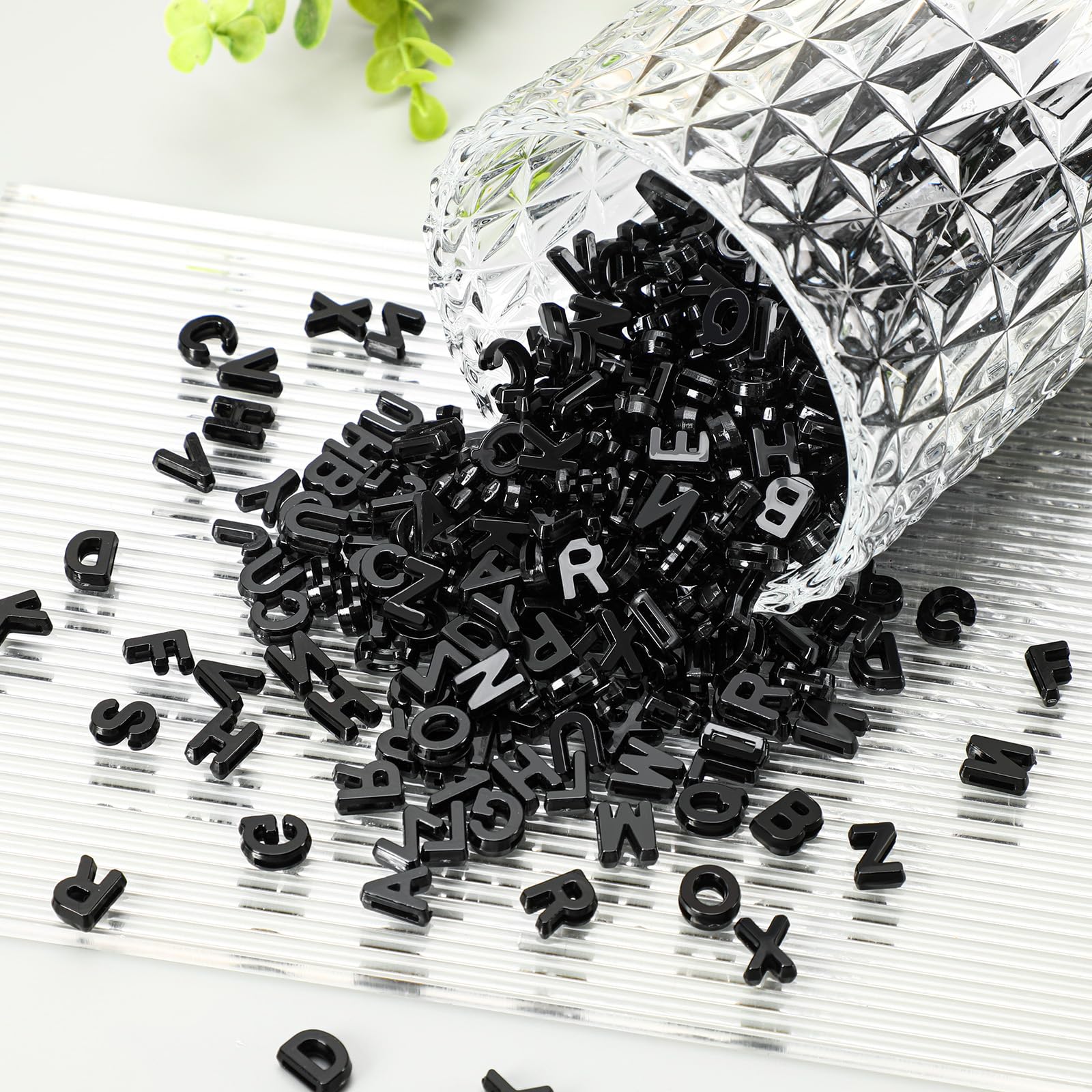 Augshy 700PCS White Letter Beads Alphabet Beads for Making DIY (6mm) | Premium Acrylic Cube Shape, Ideal Bracelets and Keychains, Large Hole Design for Easy Paracord Threading