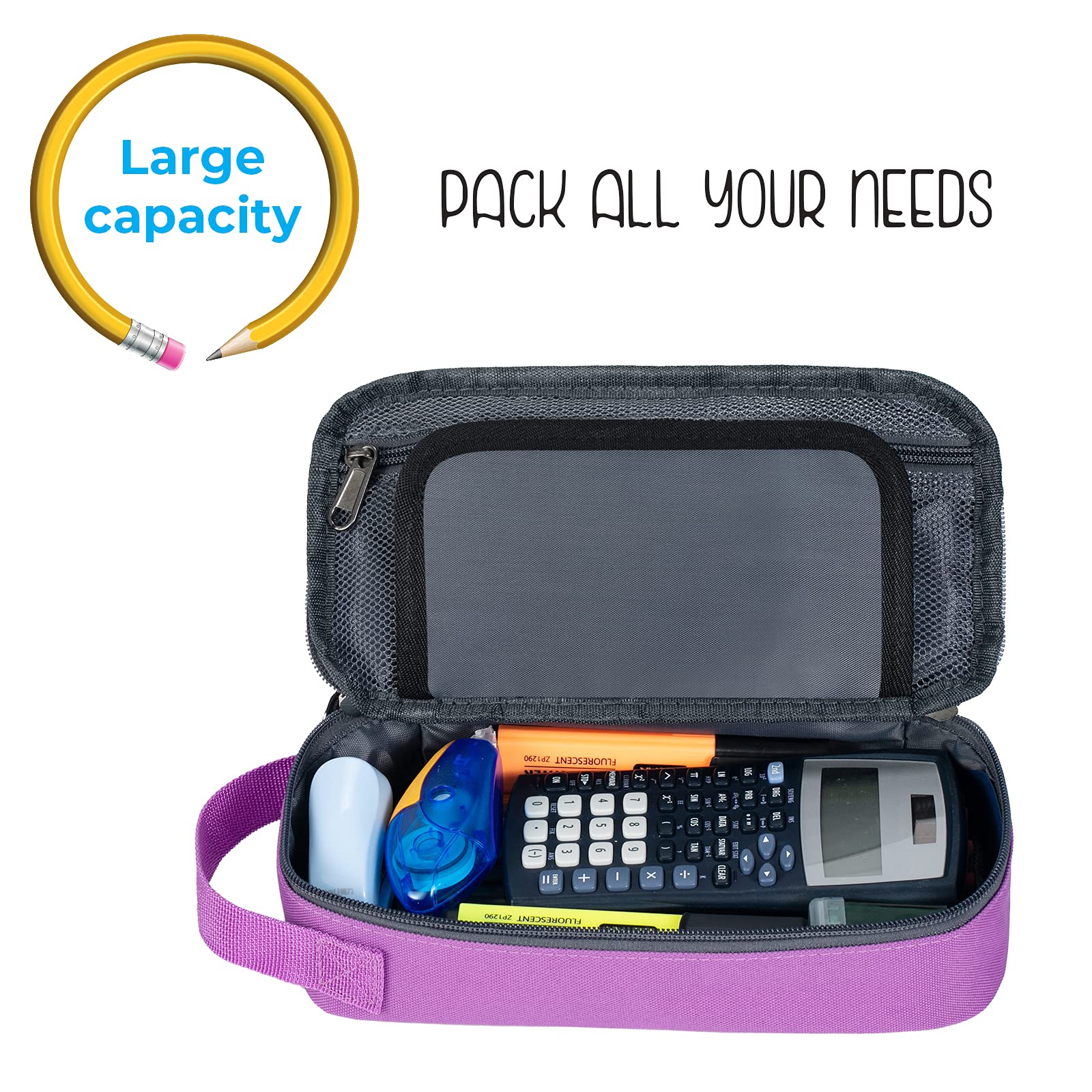 ECHSRT Large Pencil Case, Aesthetic Pen Pouch with Big Capacity, Minimalist Portable Stationery Bag with Handle for Office Organizer Aesthetic Pencil Cases