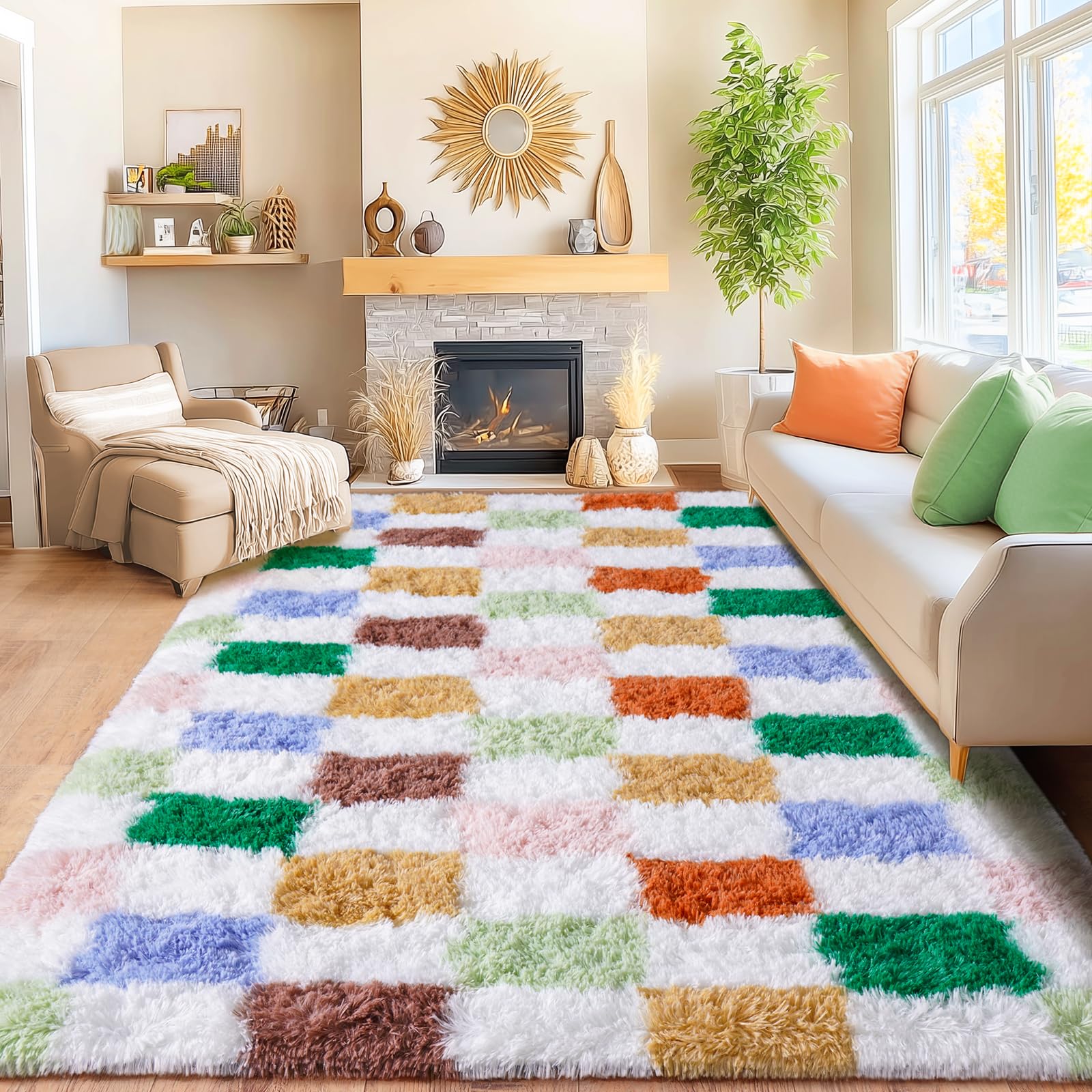 Awaytail Fluffy Rug Washable 2x3 Feet, Pure Black Desk Chair Rug Non-Slip, Super Soft Kids Rug for Boys Nursery Dorm Decor