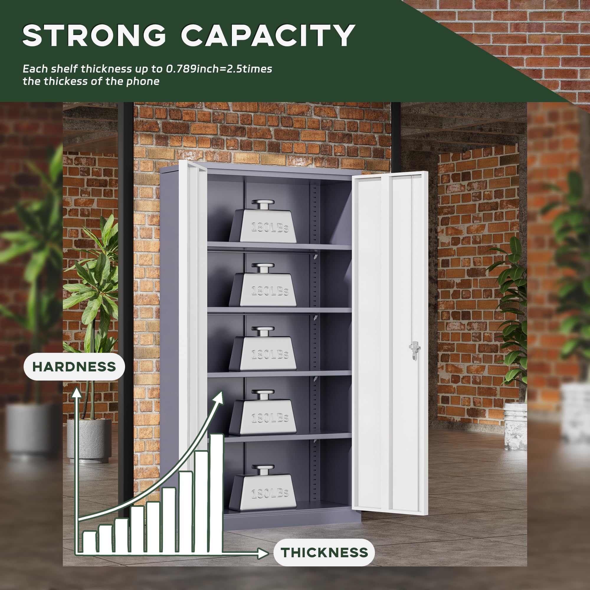 Greenvelly Metal Storage Cabinet, 36" Locking Storage Cabinet with Doors and Shelves, Lockable Storage Cabinets for Home Office, Utility Locker Cabinet, Steel Garage Cabinet with 2 Keys, Black