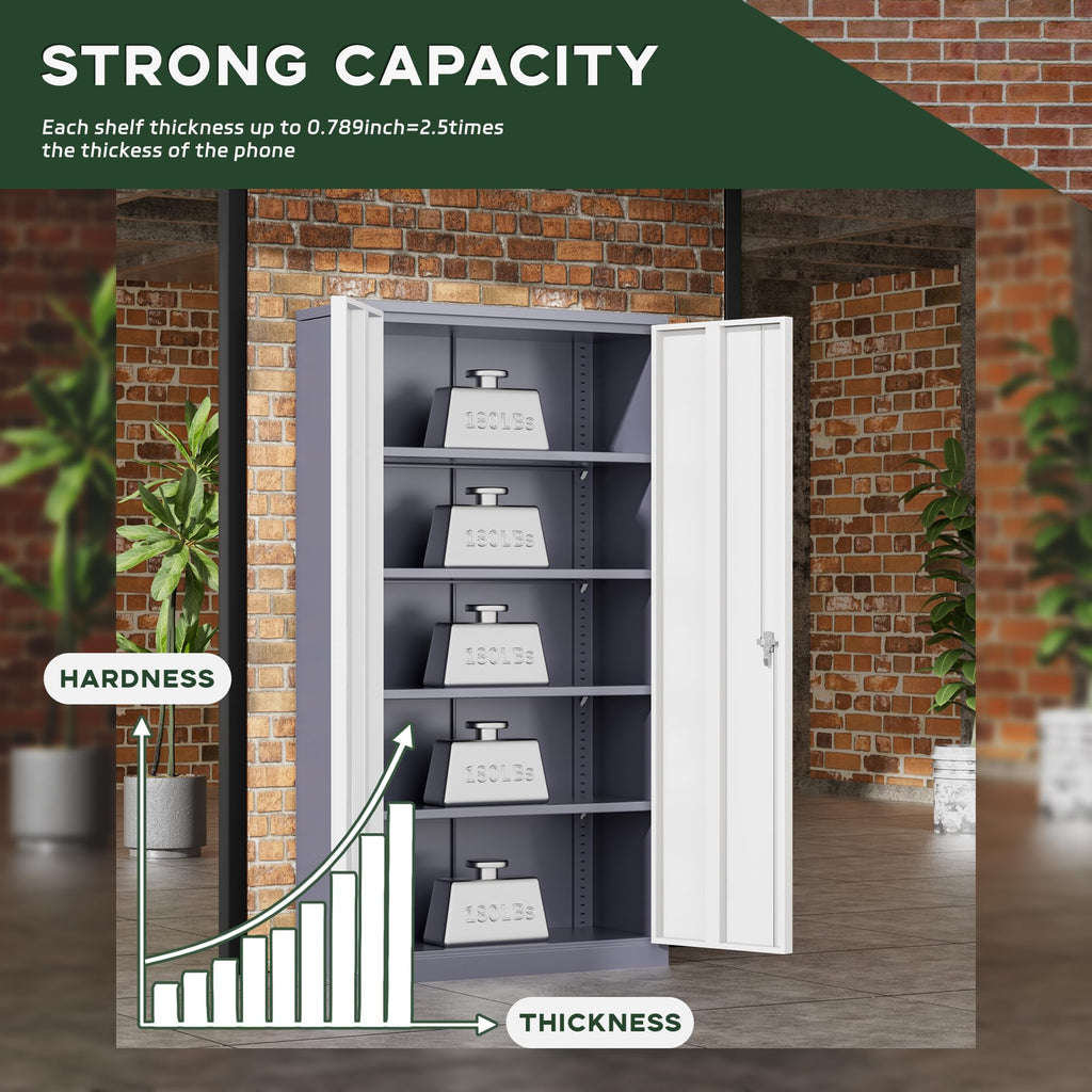 Greenvelly Metal Storage Cabinet, 36" Locking Storage Cabinet with Doors and Shelves, Lockable Storage Cabinets for Home Office, Utility Locker Cabinet, Steel Garage Cabinet with 2 Keys, Black