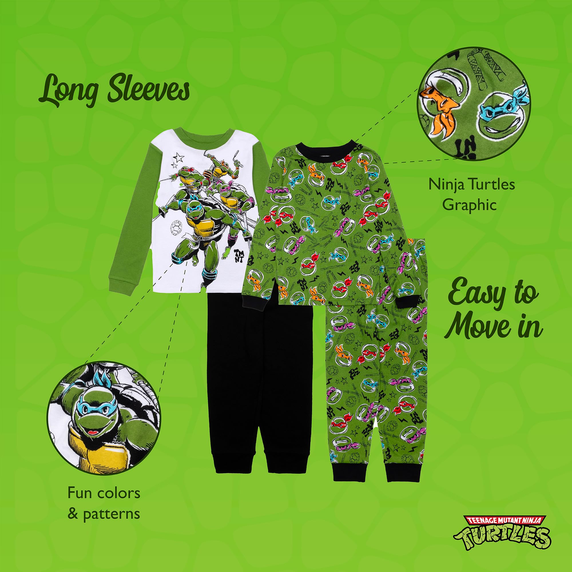 Nickelodeon Boys' 4-piece Snug-fit Cotton Short-Sleeve Matching Pajama Set, Soft & Cute for Kids