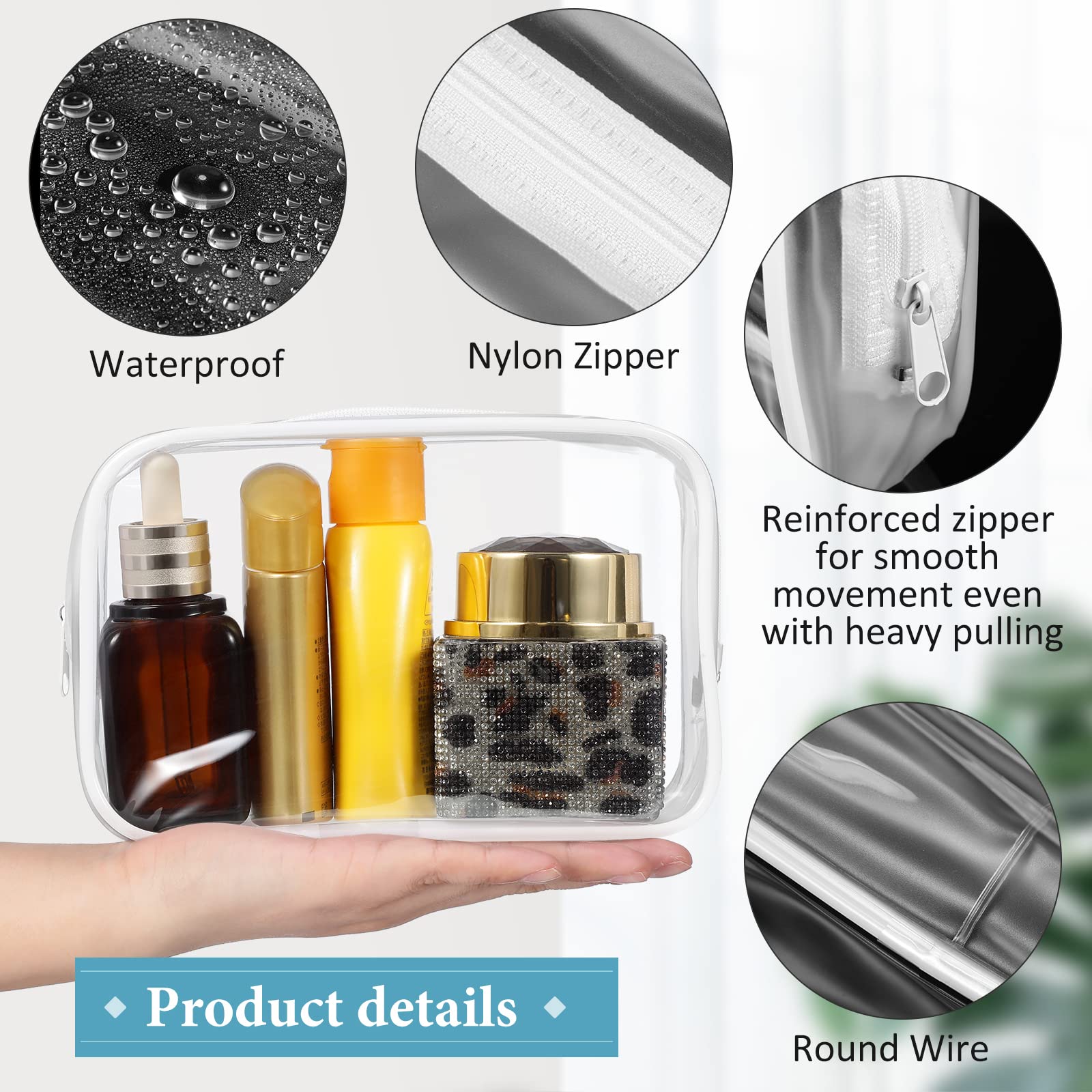 Weewooday 12 Pieces Clear Makeup Bags Cosmetic Storage Bags PVC Zipper Pouches Travel Waterproof Makeup Plastic Case for Women Organizing Toiletries Traveling Bathroom(Medium,Black)
