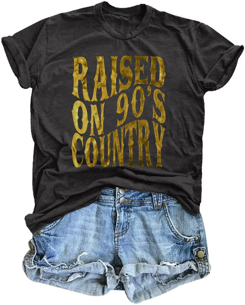 Raised on 90s Country Shirt Womens: Country Concert Outfit Country Music Tshirt Vintage Graphic Short Sleeve Tees