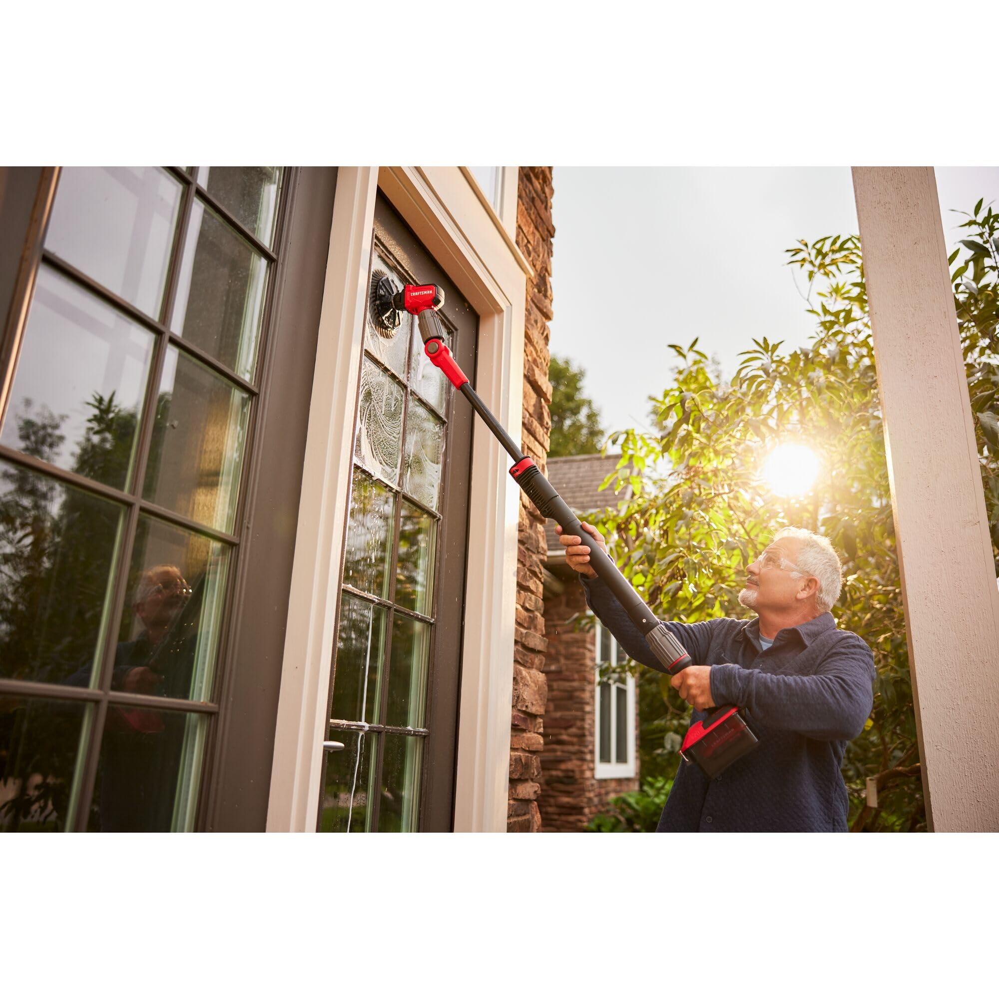 CRAFTSMAN V20 Cordless 2-in-1 Power Scrubber Kit, Multi-Purpose, Includes Bristle Brush, 2Ah Battery, V20 Battery Charger, and 60.5 in. Telescoping Pole (CMCPS520D1)