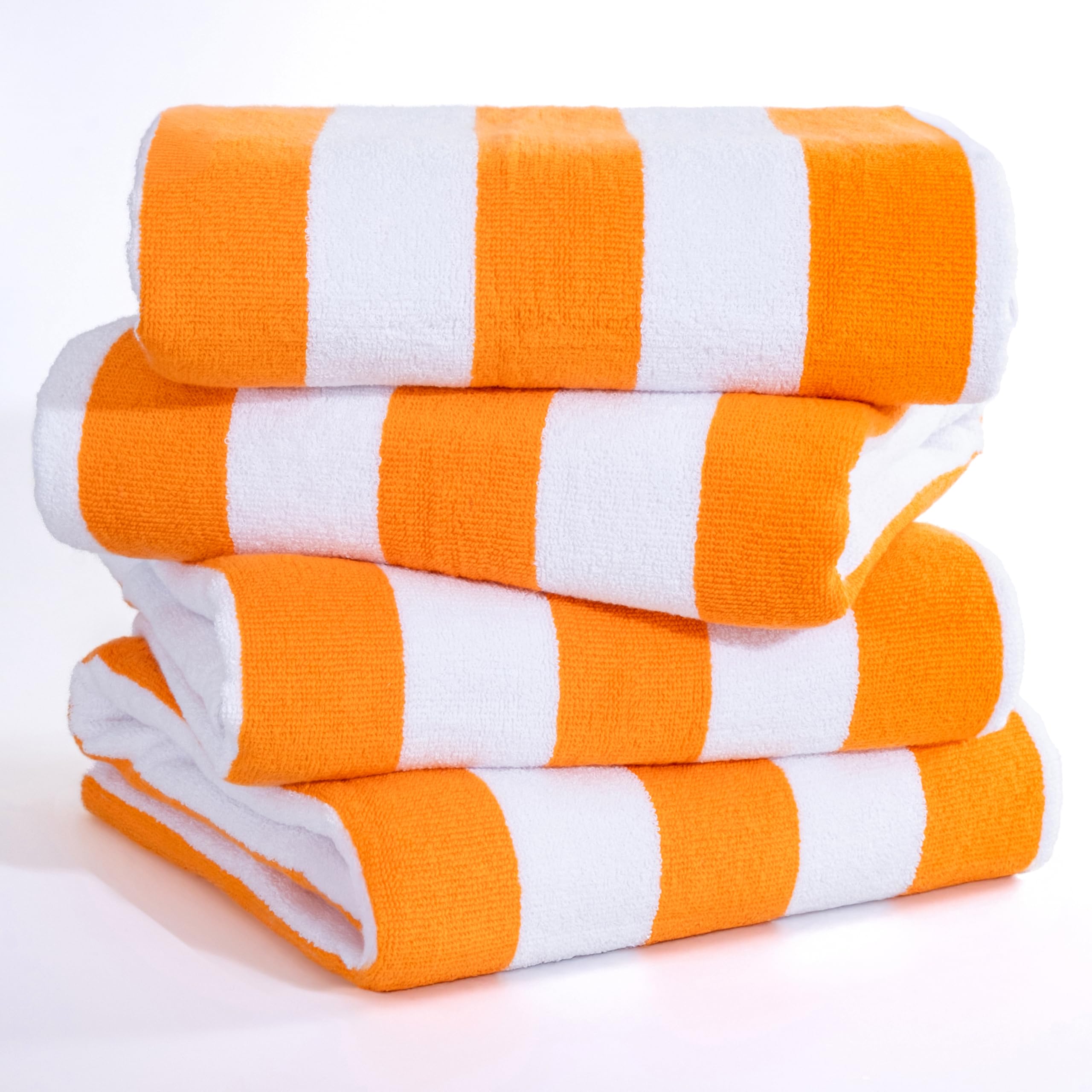American Soft Linen Cabana Striped Beach Towels, 30x60 inch 4 Piece Oversize Pool Towels, Quick Drying Sand Free Swim Towels, Beige