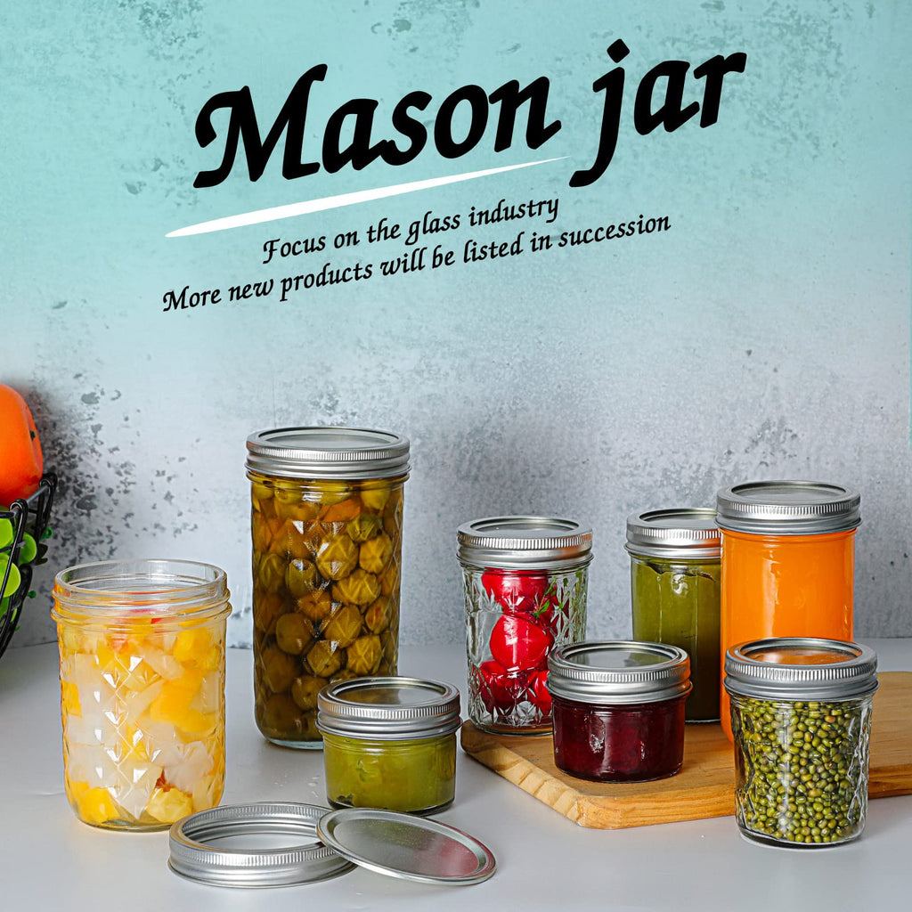 VERONES Mason Jars 8 OZ, 8 OZ Canning Jars Jelly Jars With Regular Lids, Ideal for Jam, Honey, Wedding Favors, Shower Favors, 15 PACK