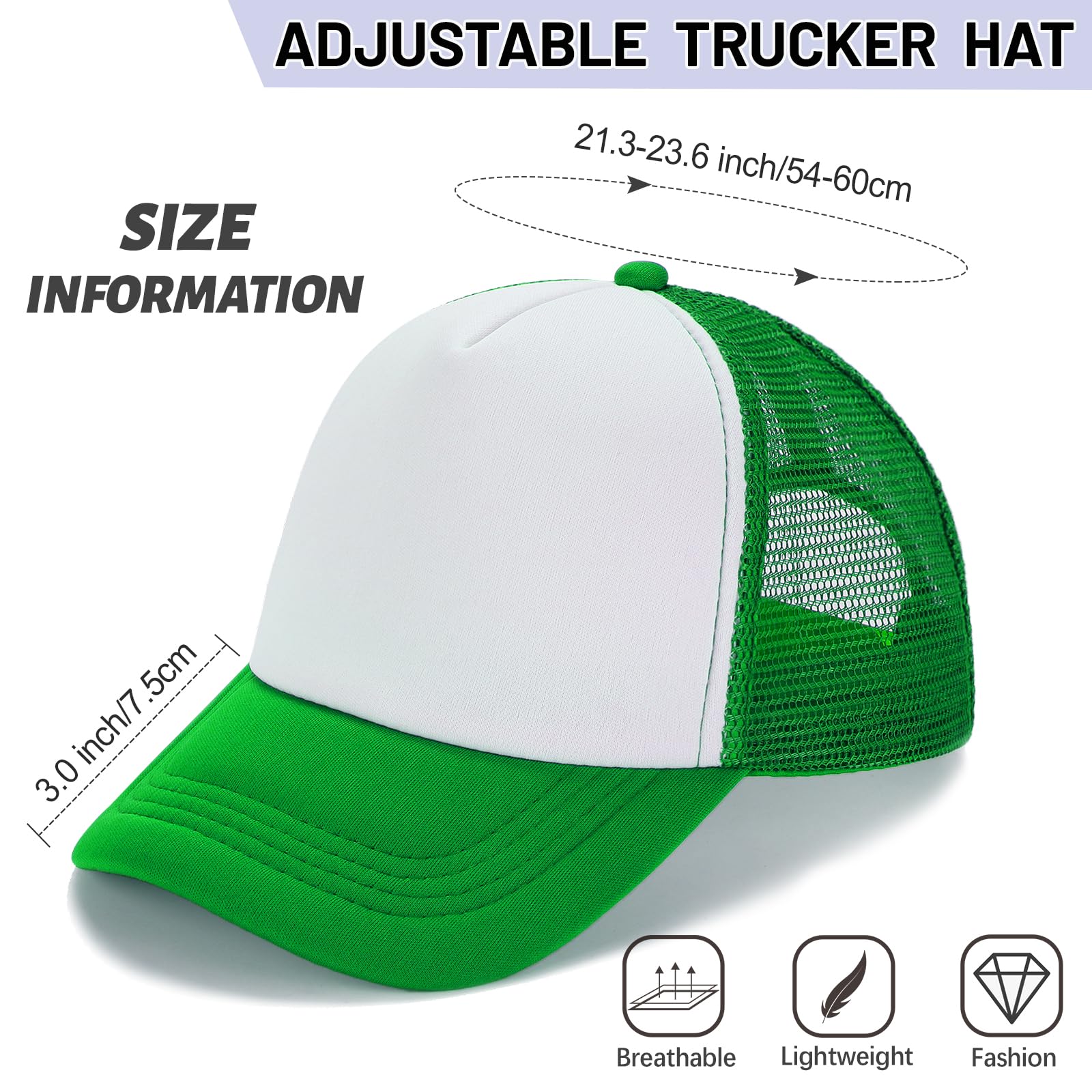 Ultrafun 10 Pack Trucker Hat Mesh Sublimation Blank Hats Adjustable Baseball Caps Hats for Men Women