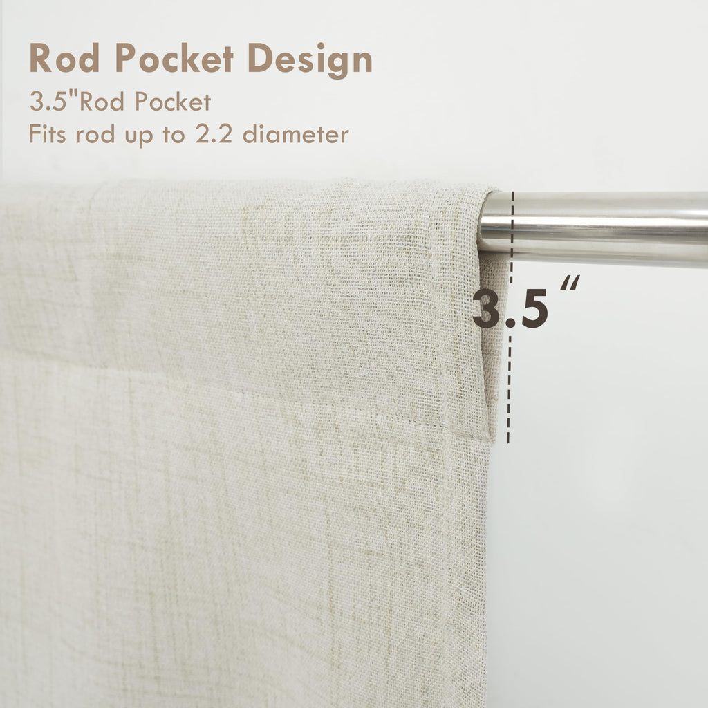 DriftAway Double Layer Linen Blackout Tie Up Curtains Thermal Insulated Fully Lined Balloon Roman Shade Bathroom Window Adjustable Rod Pocket for Small Window 25 Inch by 47 Inch Beige