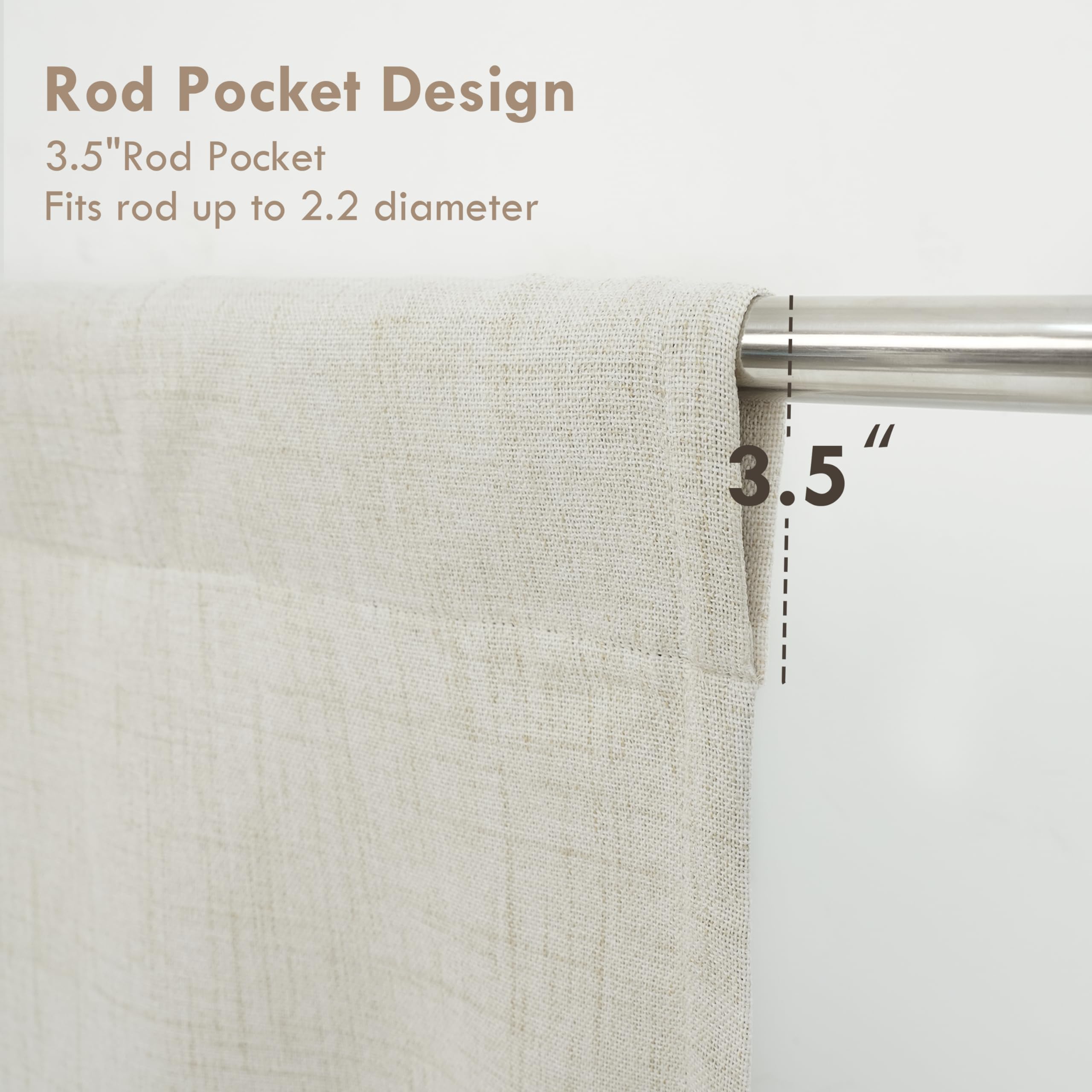 DriftAway Double Layer Linen Blackout Tie Up Curtains Thermal Insulated Fully Lined Balloon Roman Shade Bathroom Window Adjustable Rod Pocket for Small Window 25 Inch by 47 Inch Beige