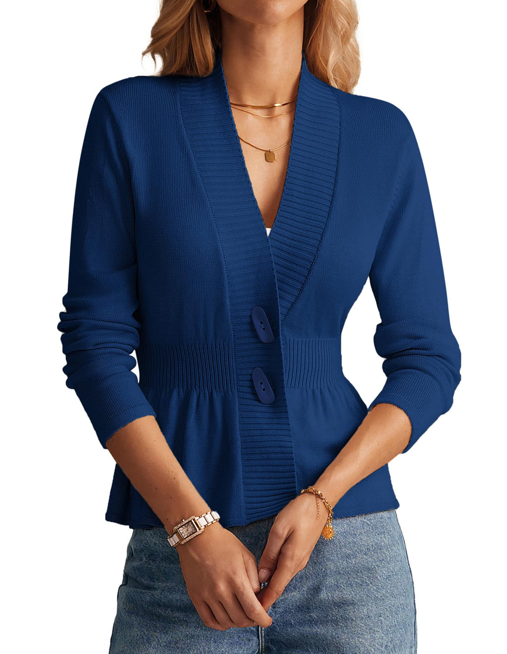 GRACE KARIN Women Cardigan Sweaters 2025 Fall,Long Sleeve Cropped Sweater Coat Trendy,Button Front Peplum Tops Lightweight