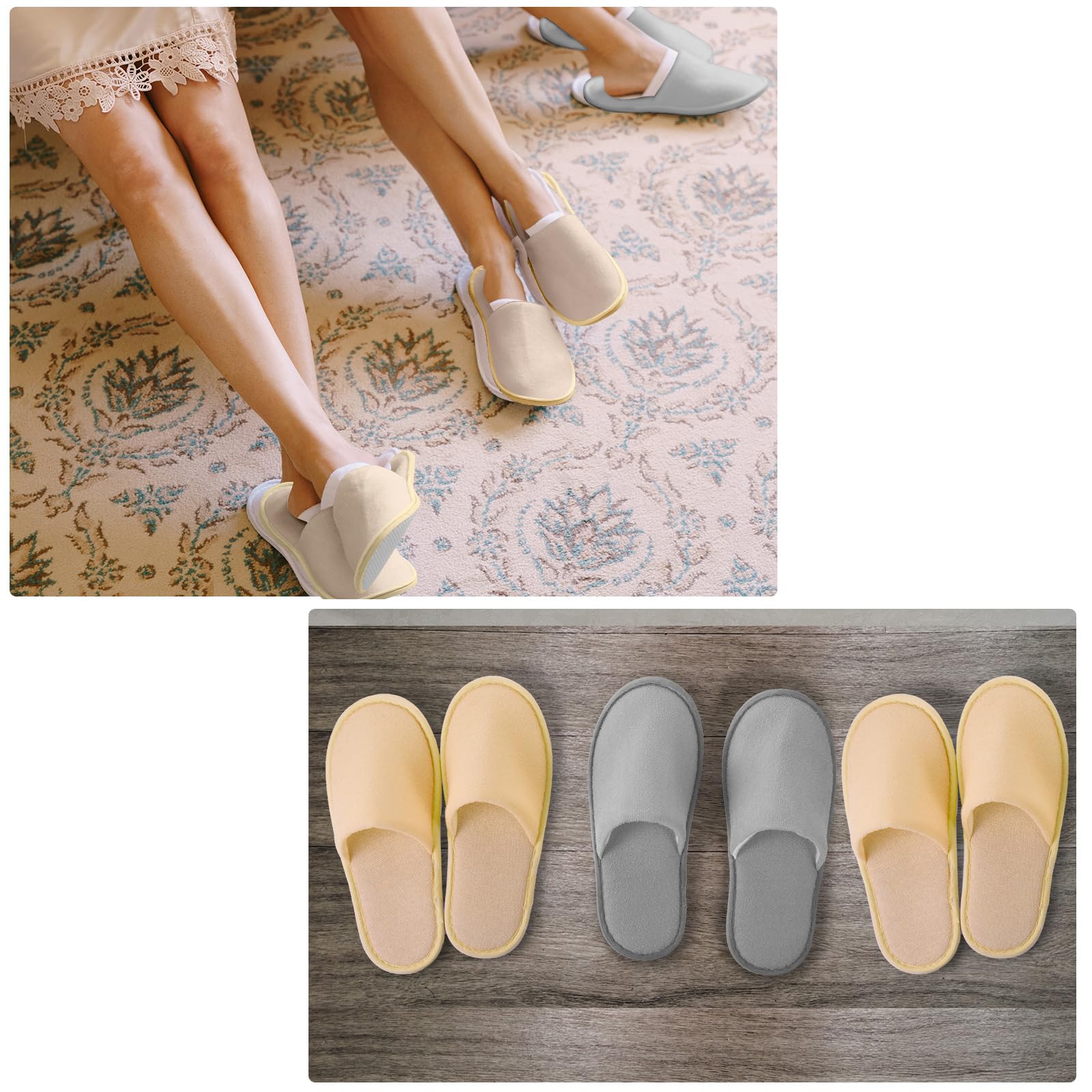Geyoga 24 Pairs Disposable Slippers for Guests Bulk 2 Size Cotton Soft Spa Hotel House Slippers for Women Men Wedding Party Shoeless Home Indoor Travel