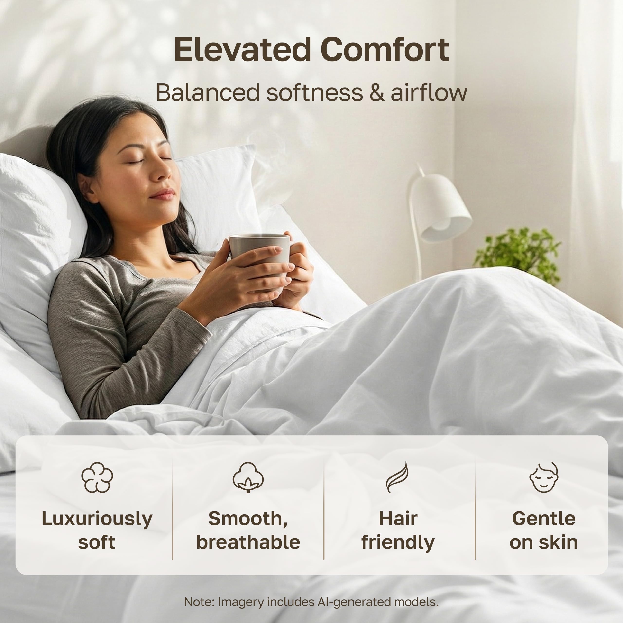 CALIFORNIA DESIGN DEN Soft & Silky 500 Thread Count 100% Cotton is Cool & Smooth, White Pillowcases Queen Size Fits Standard & Queen Pillows (Pure White)