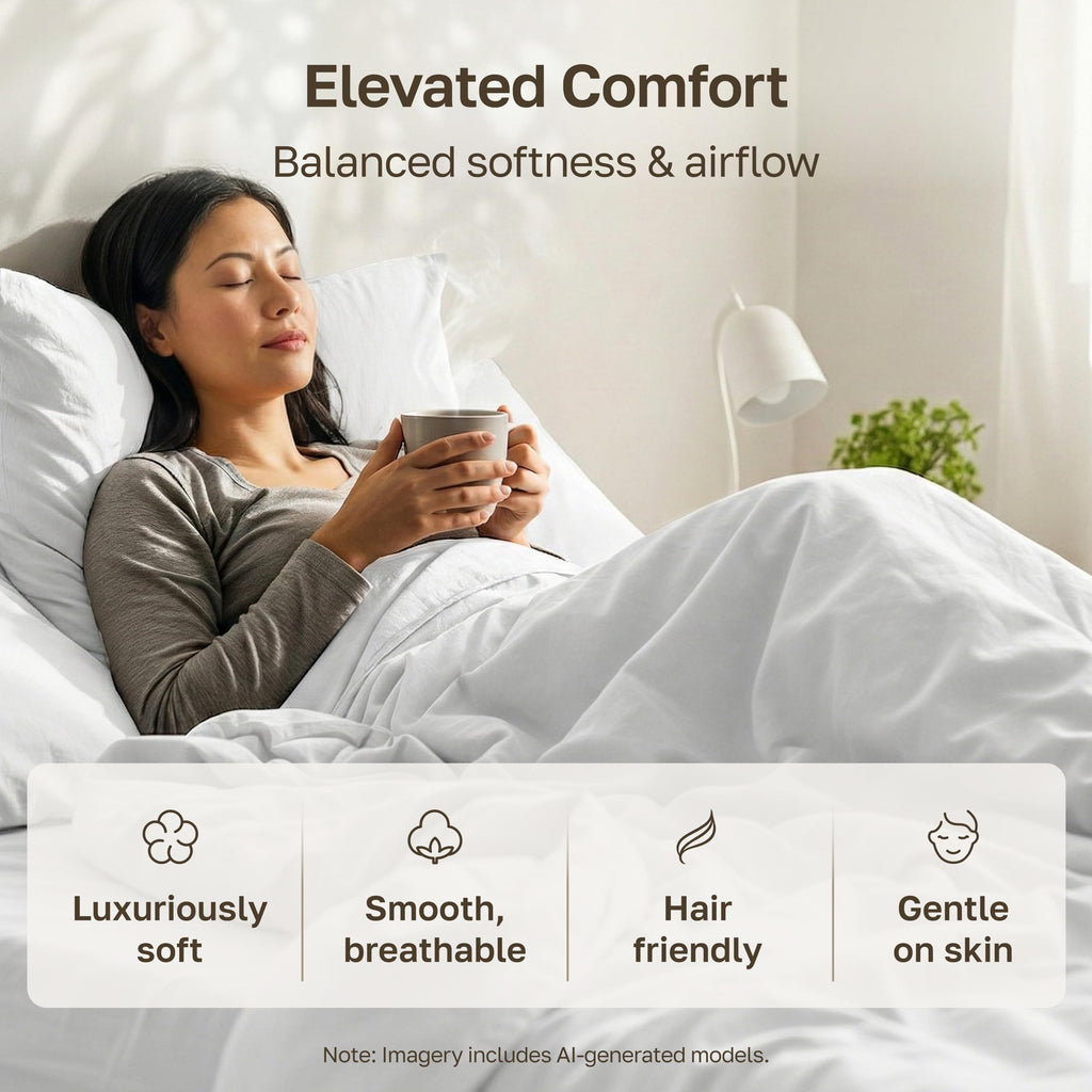 CALIFORNIA DESIGN DEN Soft & Silky 500 Thread Count 100% Cotton is Cool & Smooth, White Pillowcases Queen Size Fits Standard & Queen Pillows (Pure White)