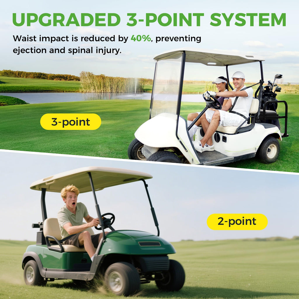 10L0L 4 Passenger (2+2) Golf Cart Seat Belt Kit for EZGO, Yamaha, Club Car, Fits Front Rear Seat, with Bracket