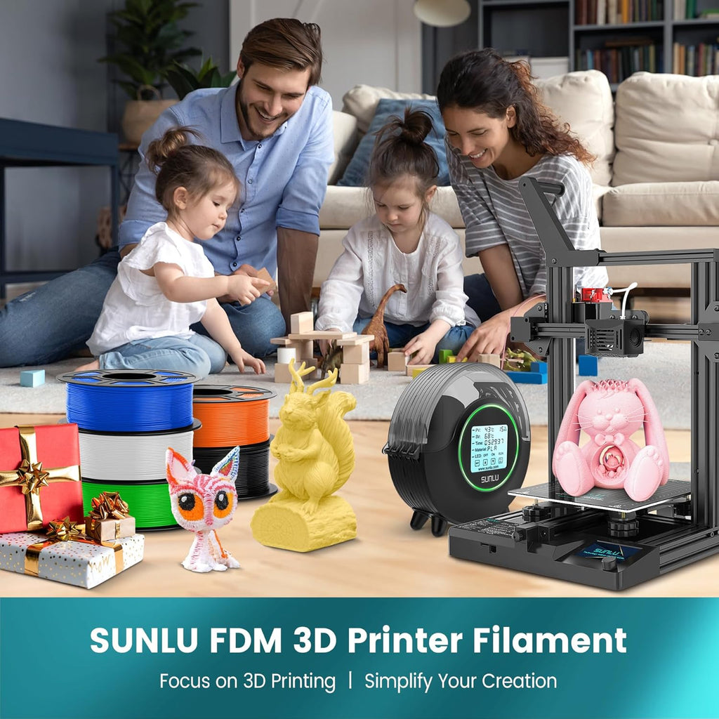SUNLU 4kg PLA 3D Printer Filament Bundle, Neatly Wound PLA Filament 1.75mm ±0.02mm, Individually Vacuum Packed, 4kg in Total, 1kg per Spool, 4 Pack, 4000g, 4White