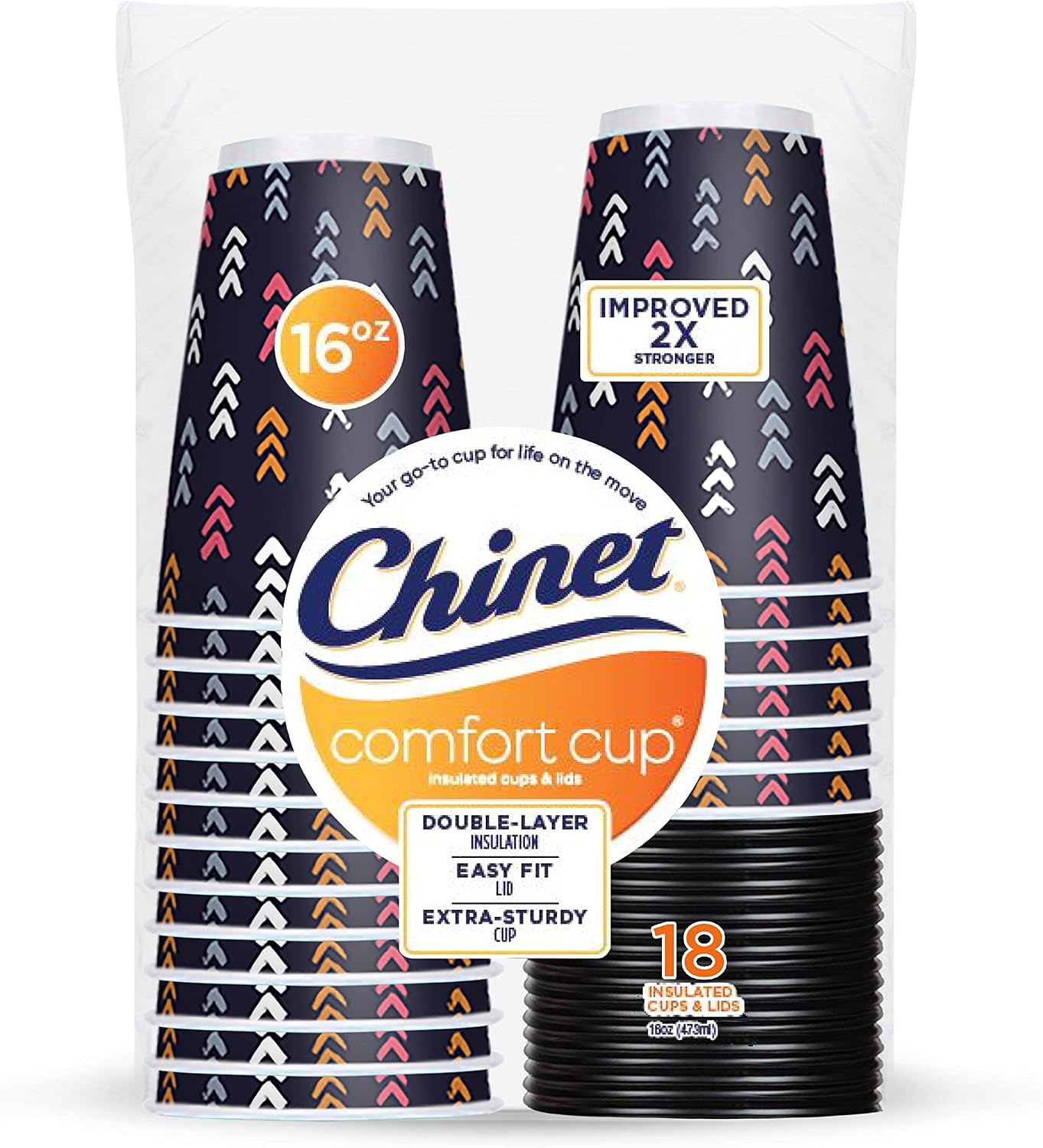 Chinet Comfort-Cup 108 Count Double-wall Hot Cups & Lids, 16 Ounce